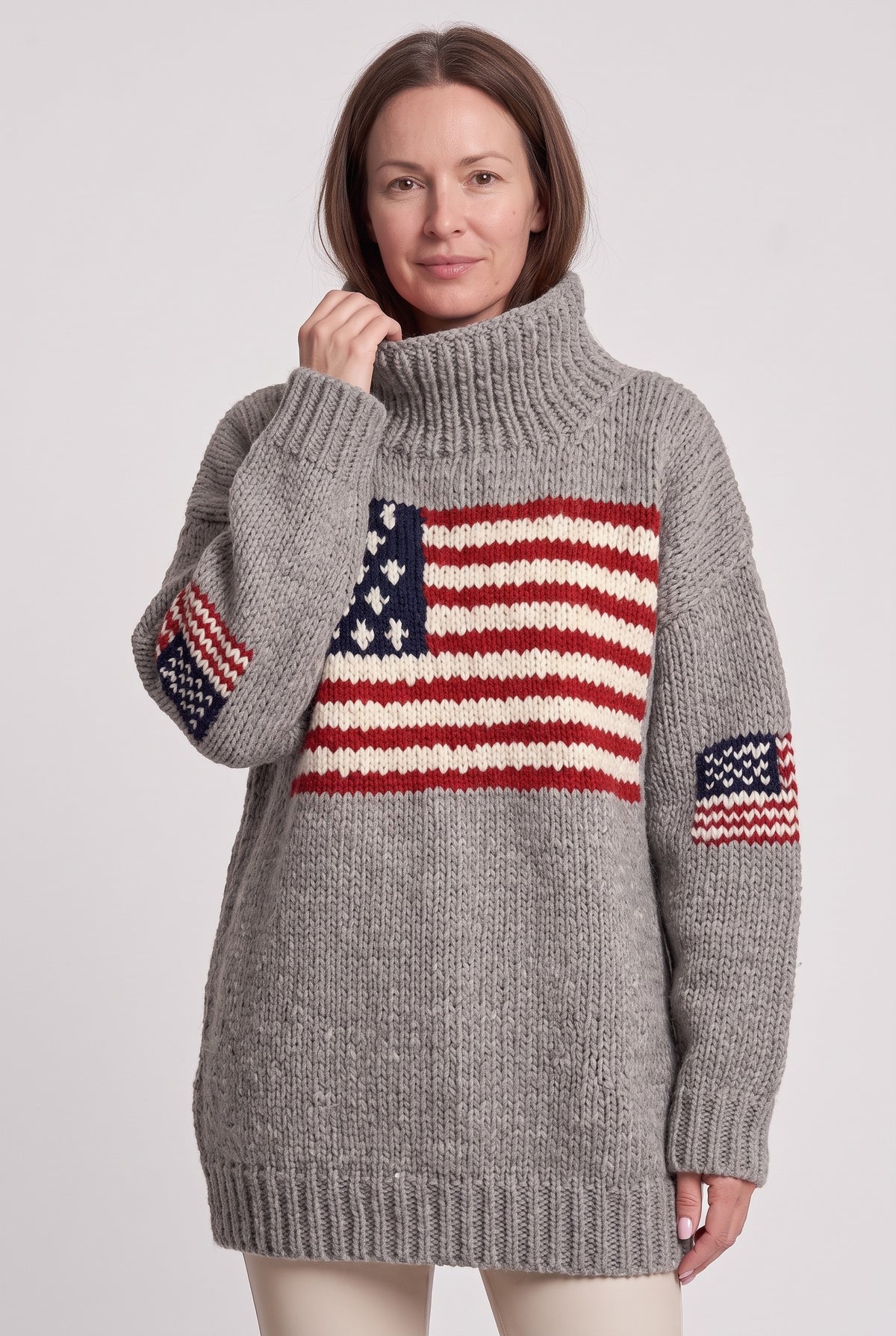 Women's Jumper | Chunky High Neck Knit - Grey