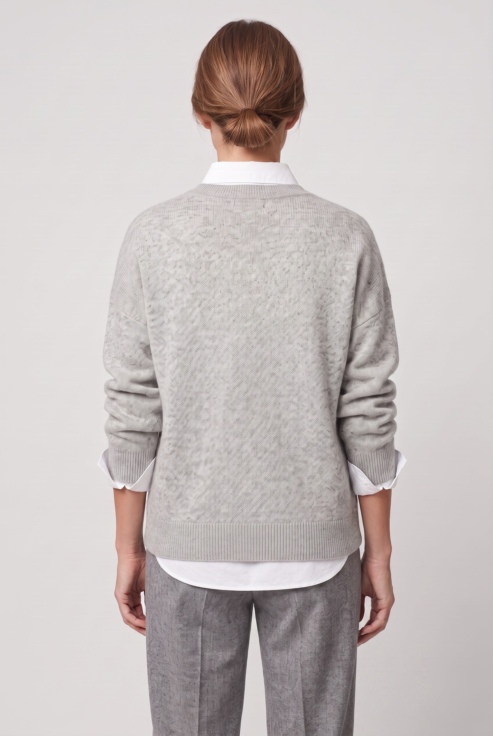 Women's Jumper | Dropped Shoulder with Ribbed Trims - Grey back