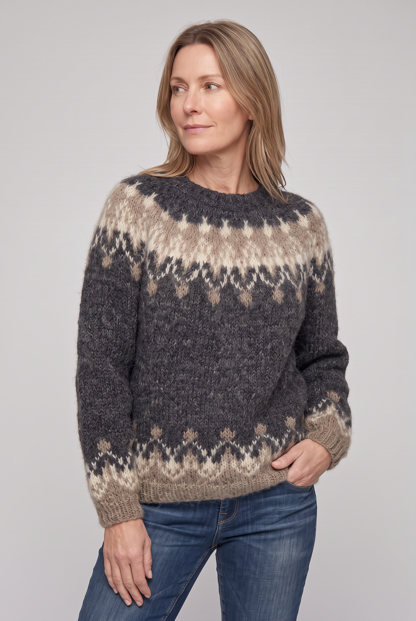 Women's Jumper | Knitted Nordic Snowflake - Black