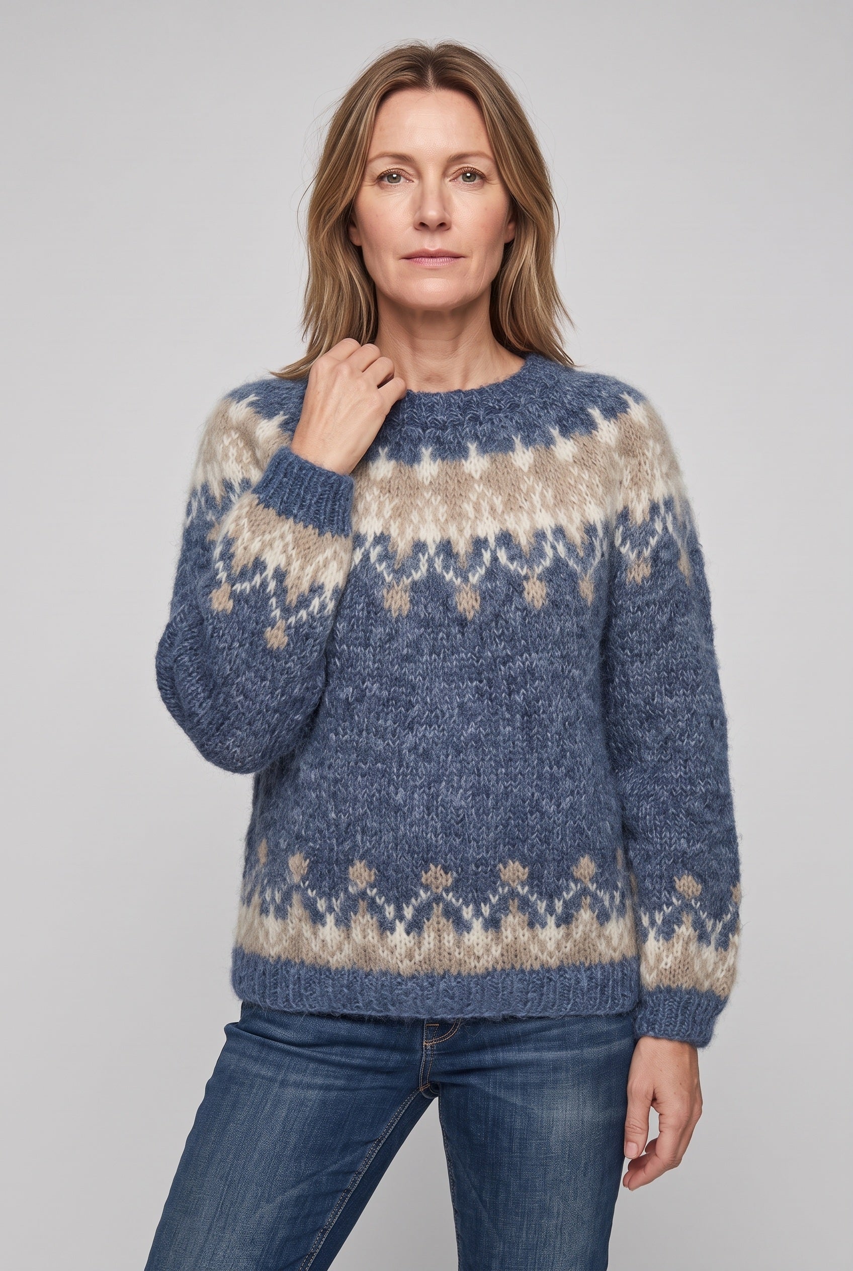 Women's Jumper | Knitted Nordic Snowflake - Blue