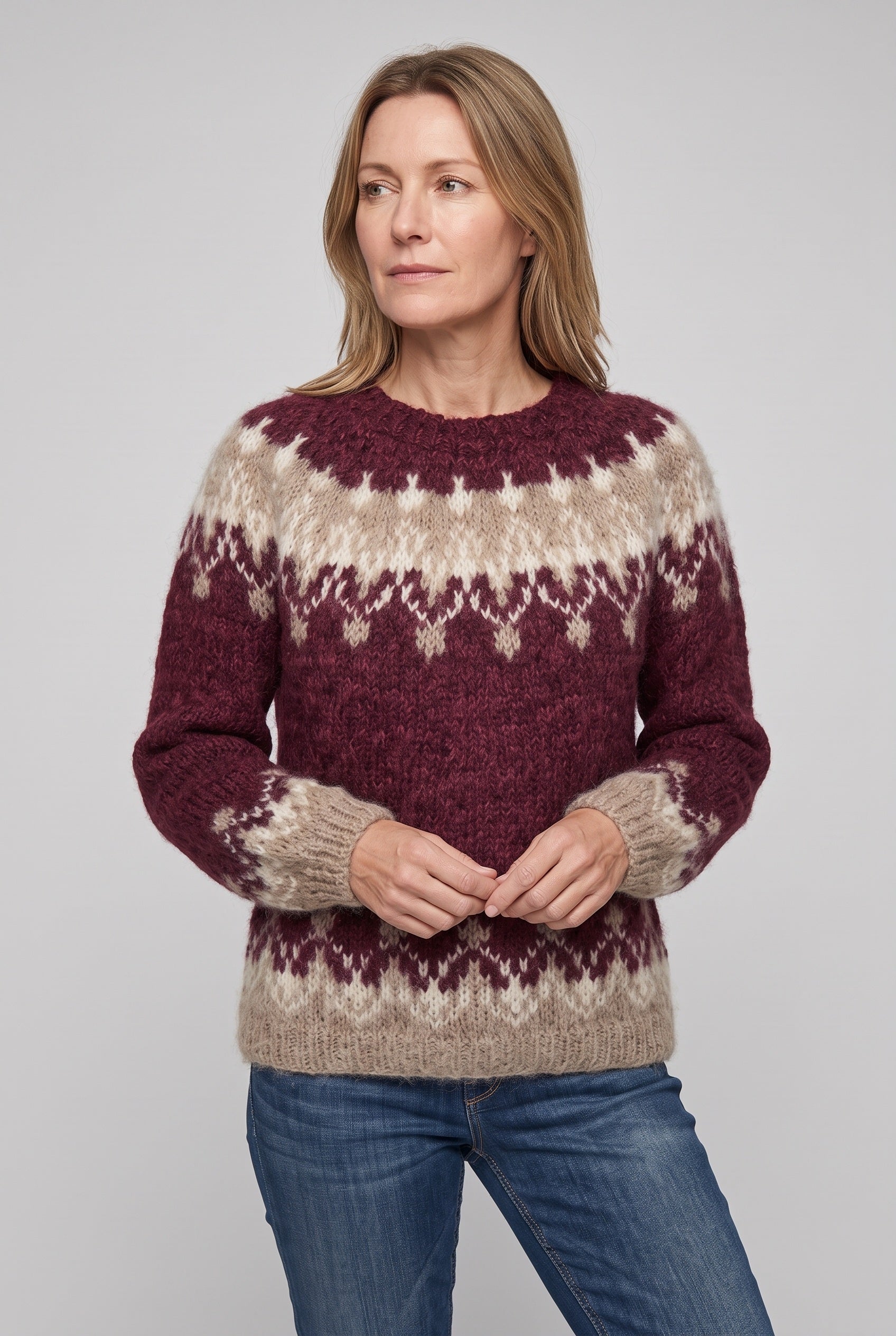 Women's Jumper | Knitted Nordic Snowflake - Red