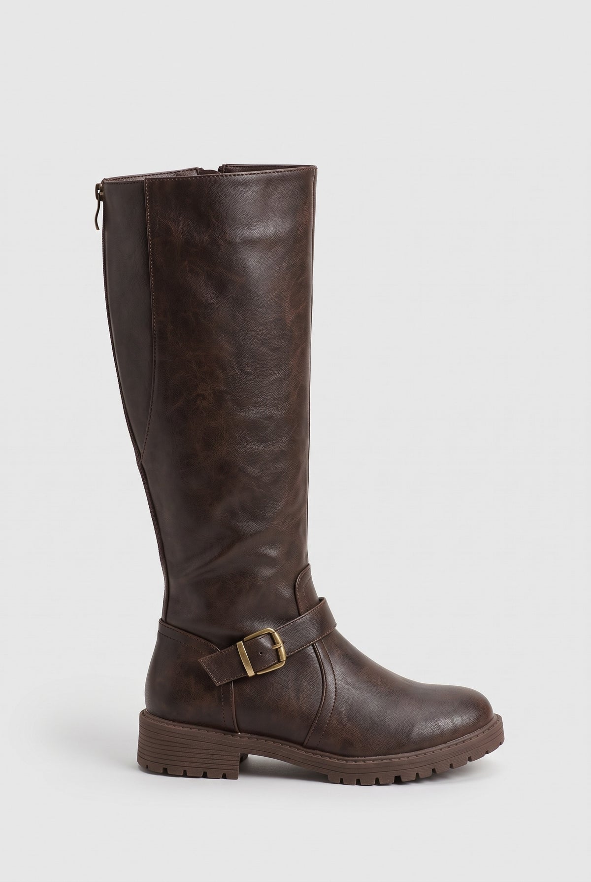 Women's Knee High Boots | Buckle Riding - Dark Brown