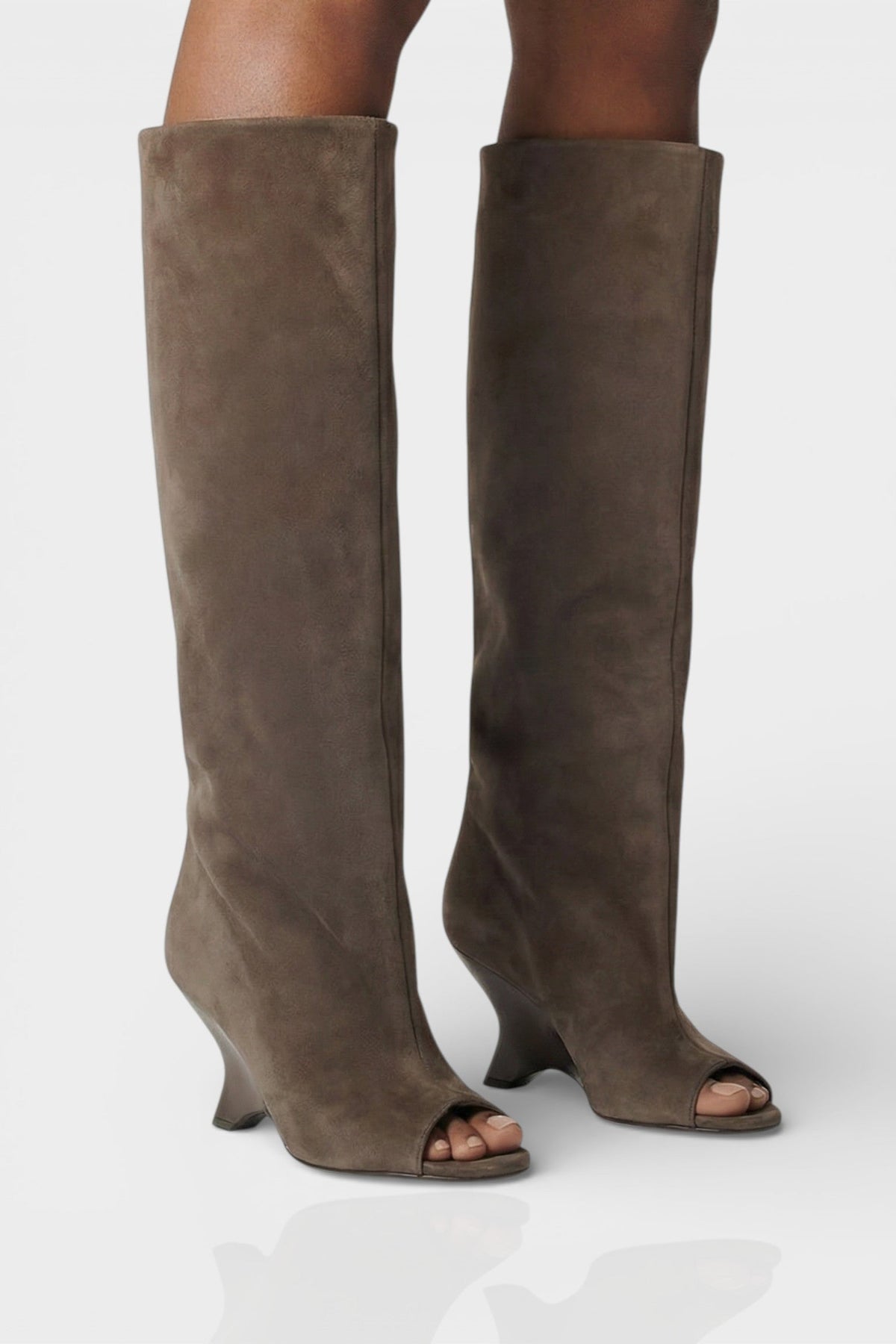Women's Knee High Boots | Peep Toe Wedge - 3