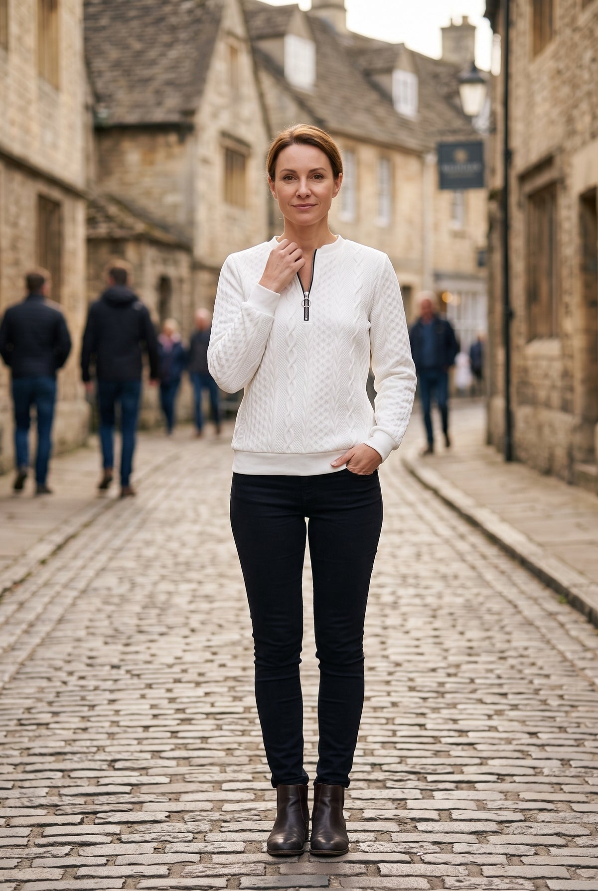 Women's Knitted Jumper | Half-Zip Ring Pull - 24