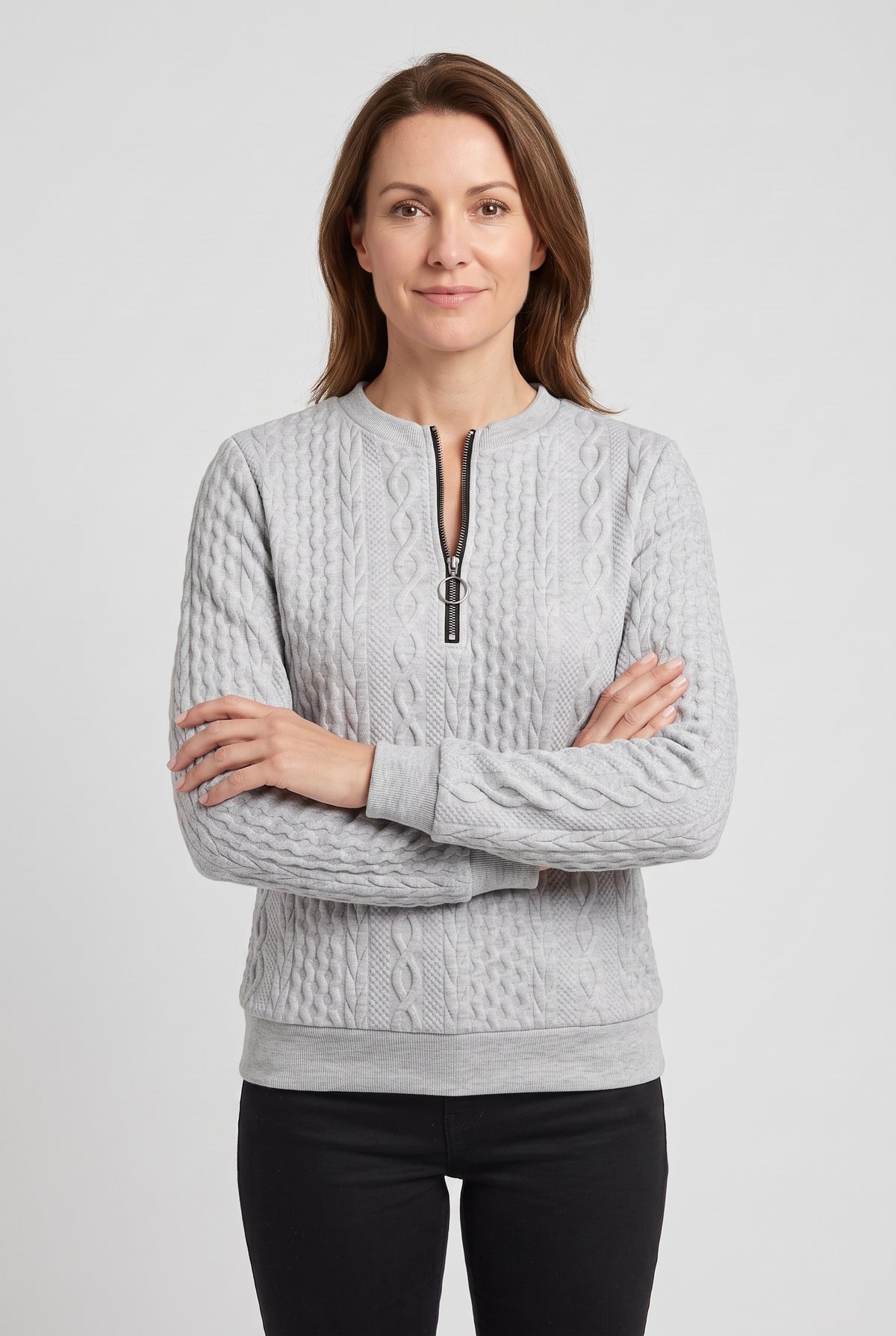 Women's Knitted Jumper | Half-Zip Ring Pull - 25