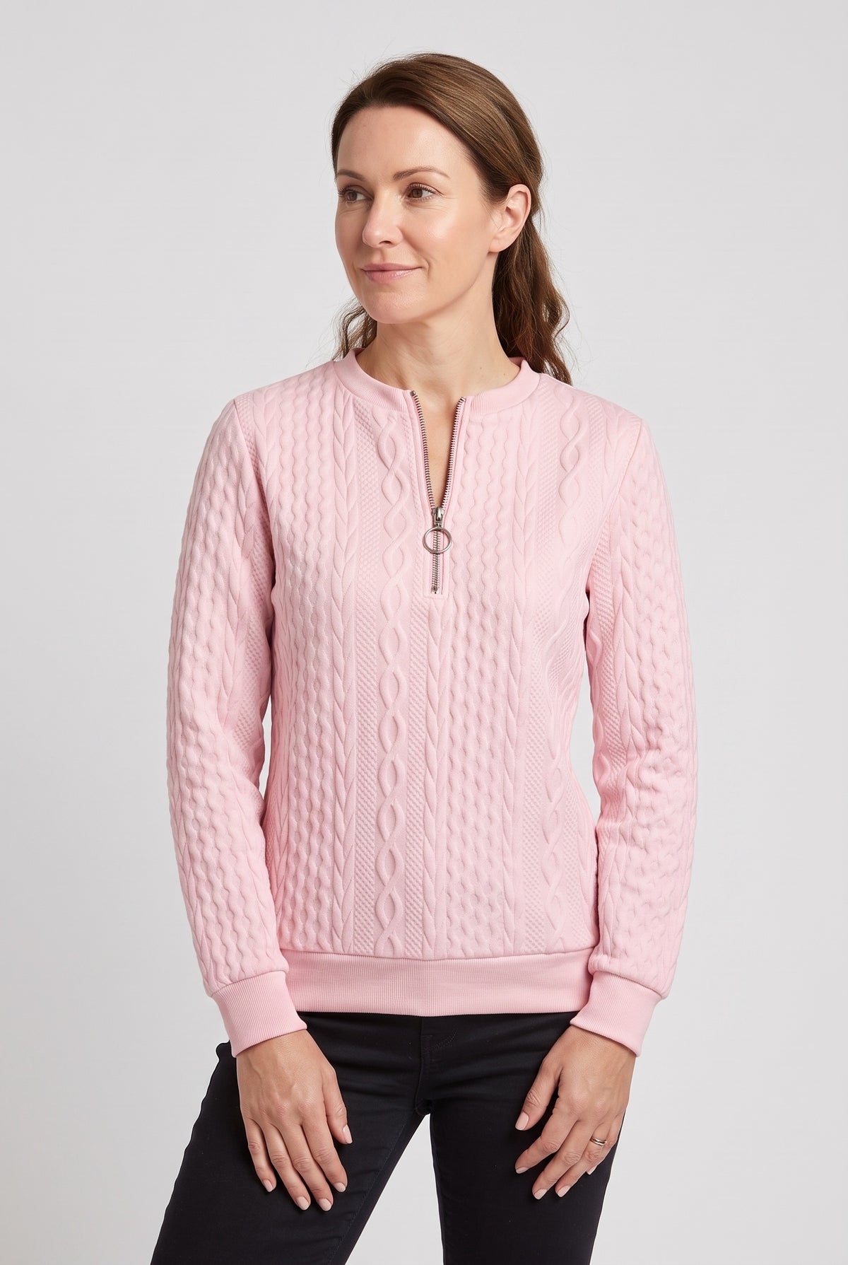 Women's Knitted Jumper | Half-Zip Ring Pull - 27