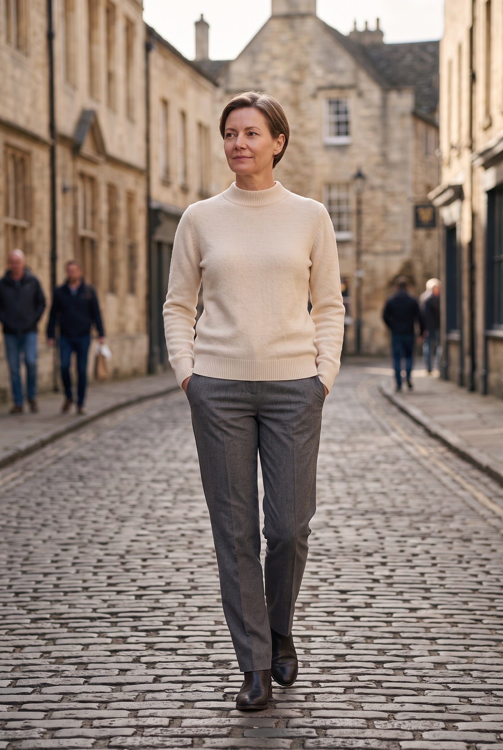 Women's Knitted Jumper | Mock Neck - Cream lifestyle