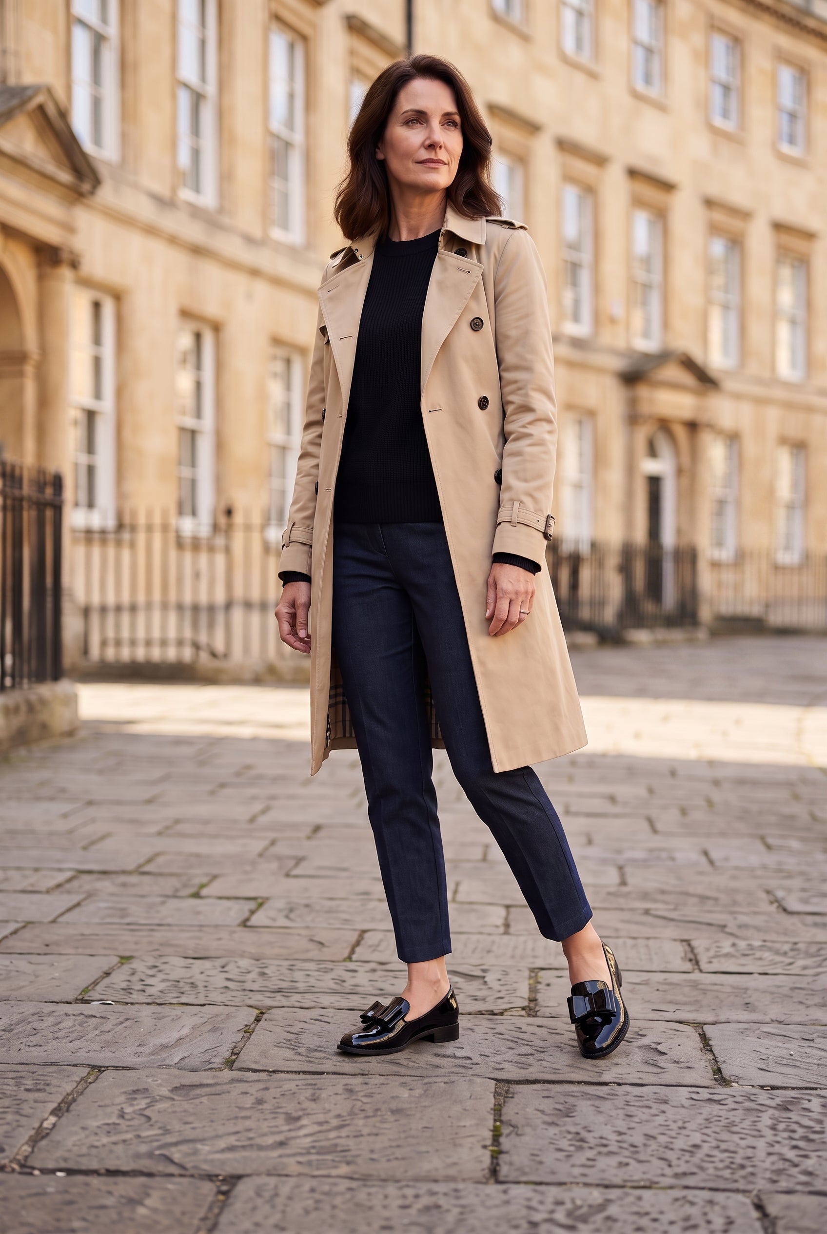 Women's Loafers | Bow Detail with Low Block Heel - Black lifestyle