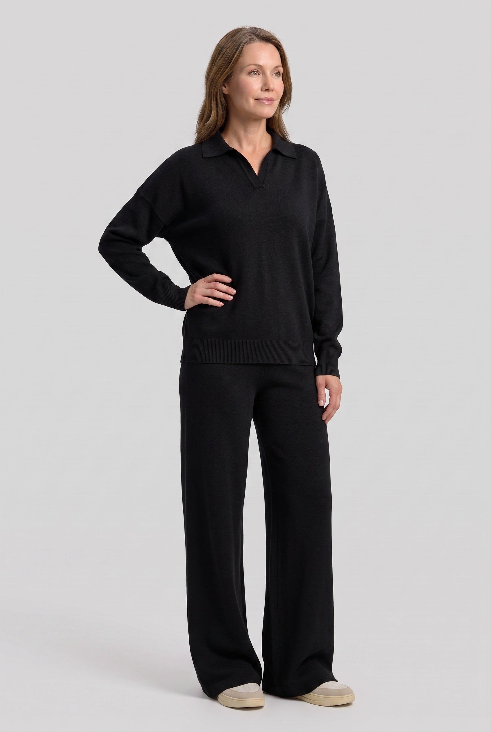 Women's Loungewear Set | Polo Knit Wide Leg - 27