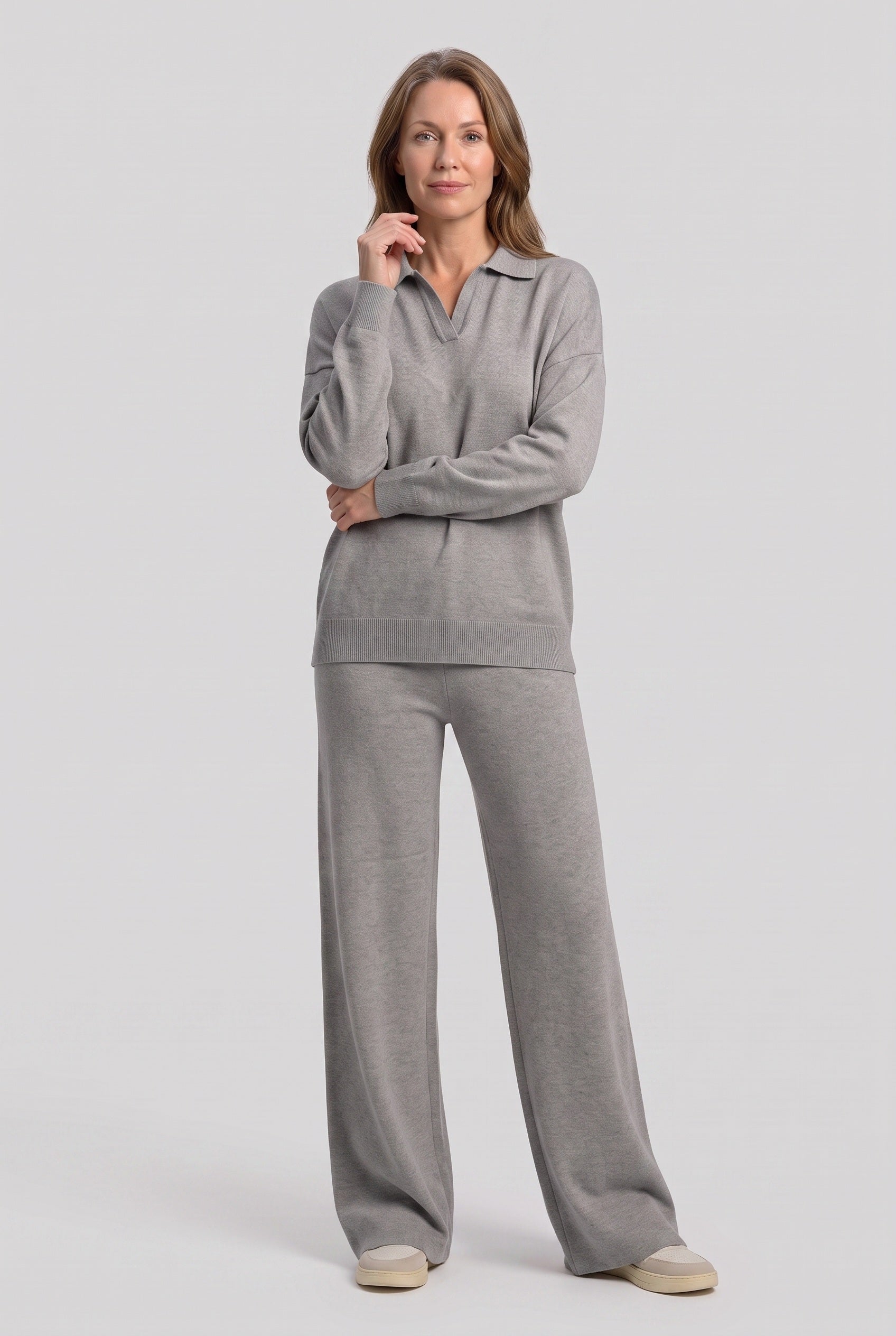 Women's Loungewear Set | Polo Knit Wide Leg - 28