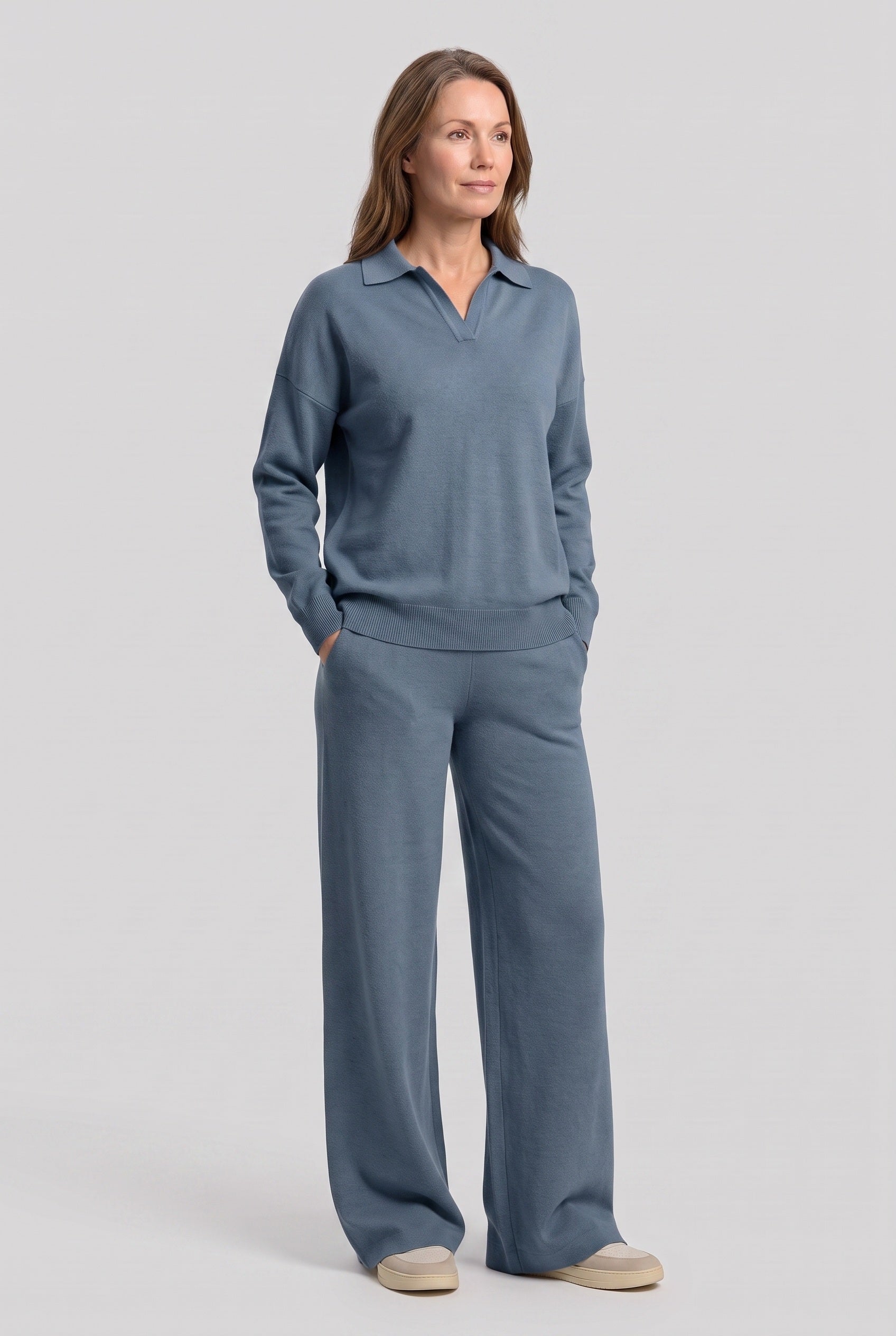 Women's Loungewear Set | Polo Knit Wide Leg - 29