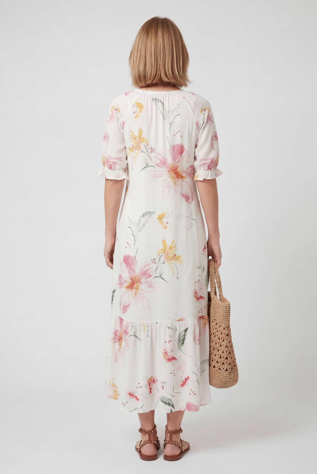 Women’s Maxi Dress | Boho Print with Tie-Neck Tassels - 2
