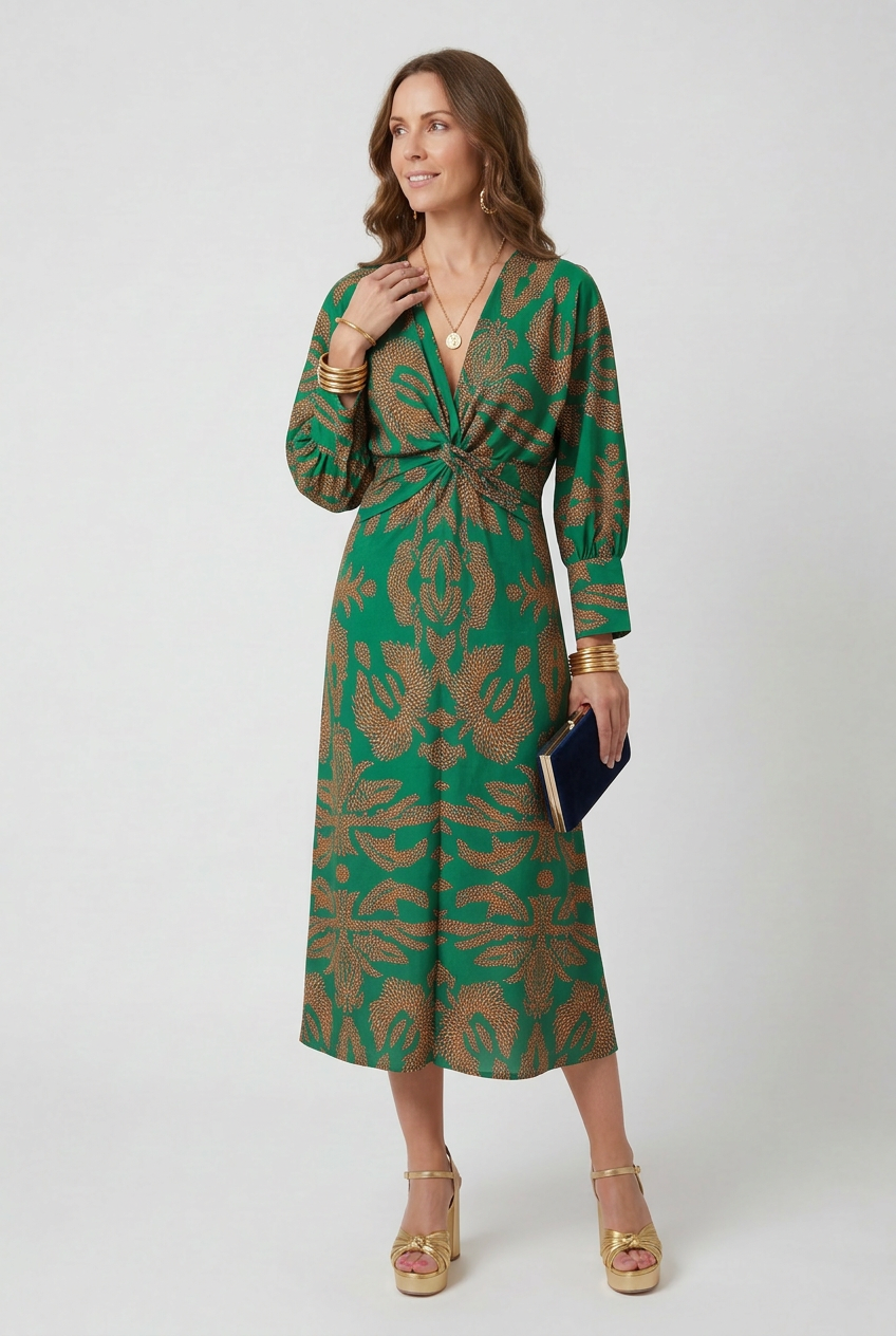 Women’s Maxi Dress | V-Neck Boho Print - 4
