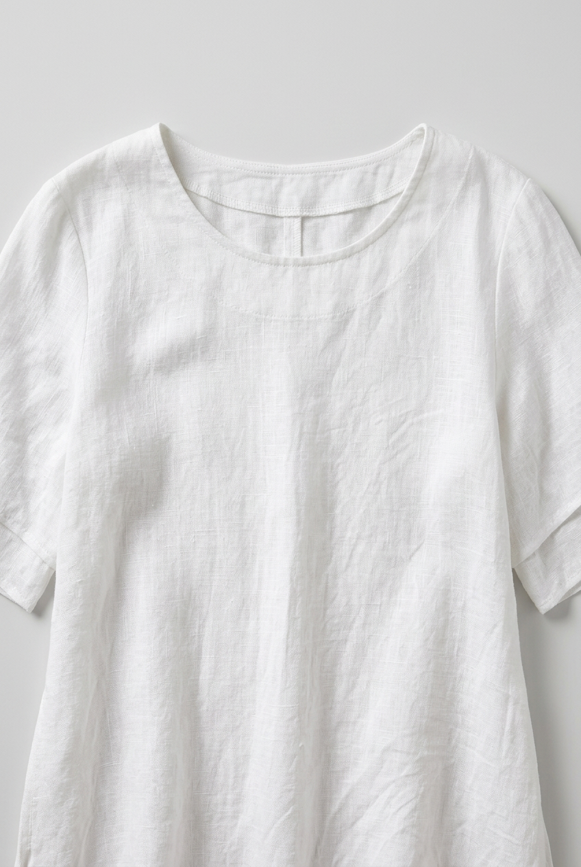 Women’s Midi Dress | Linen Look with Double-Layer Hem - 3