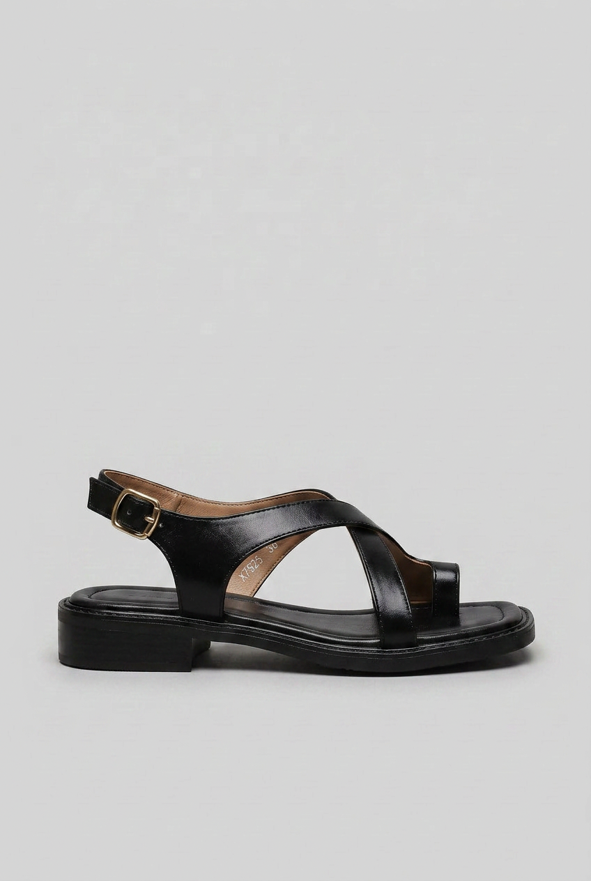 Women's Open Toe Cross Strap Flat Sandals | Adjustable Buckle - 5