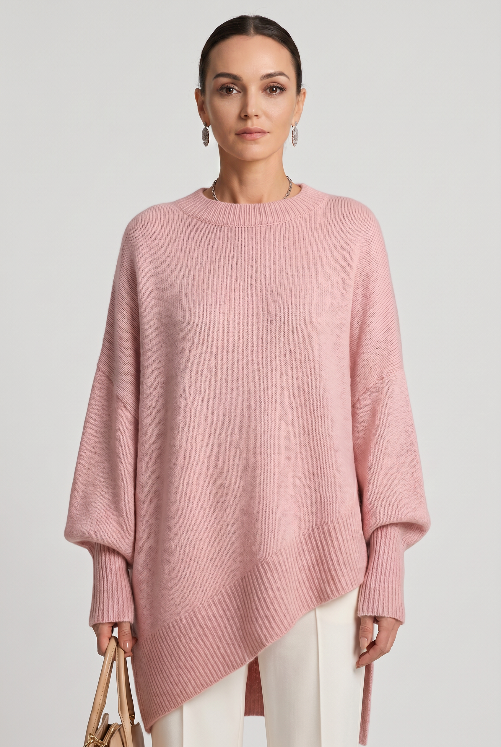 Women's Oversized Knitted Jumper | Crew Neck - 1