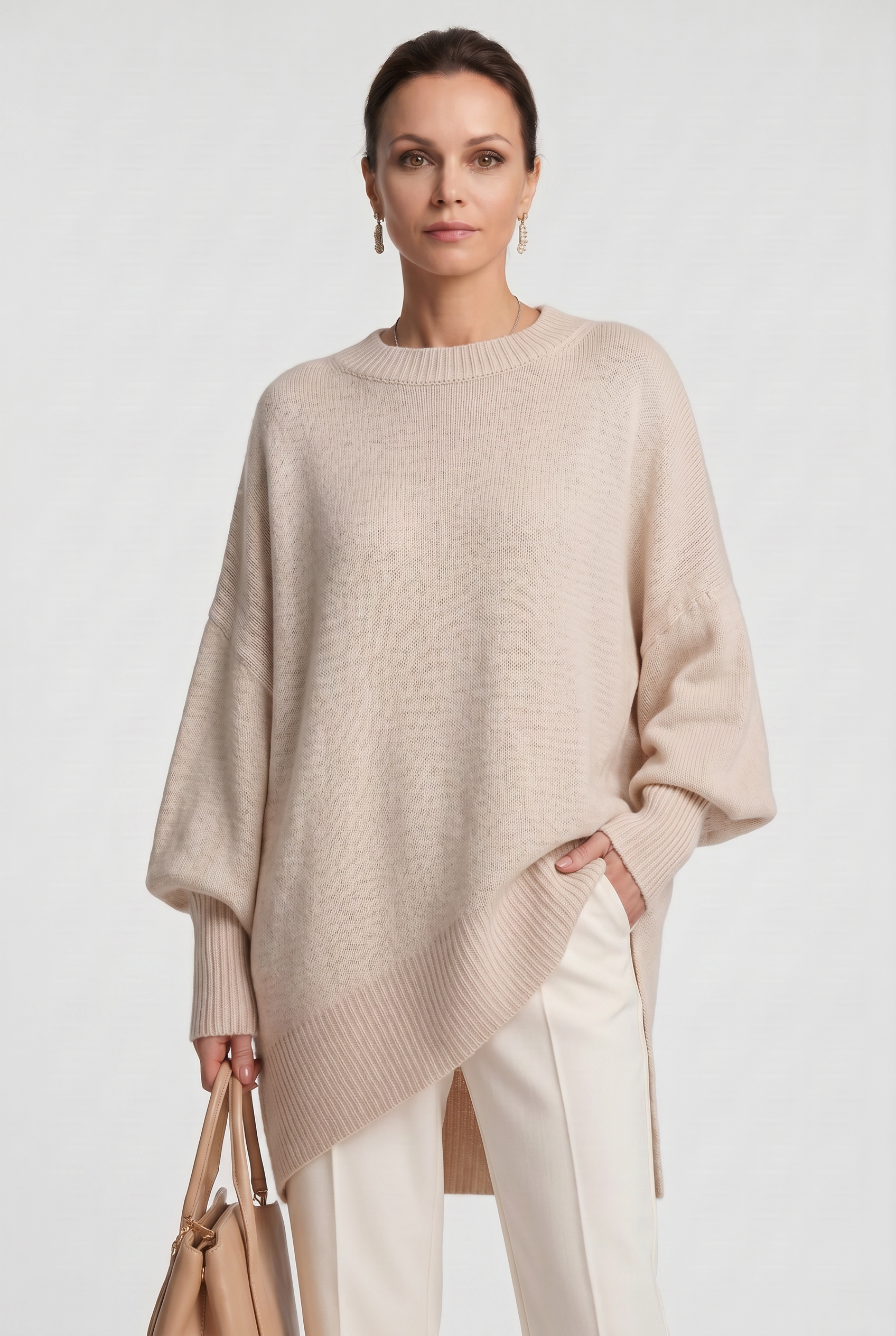 Women's Oversized Knitted Jumper | Crew Neck - 10