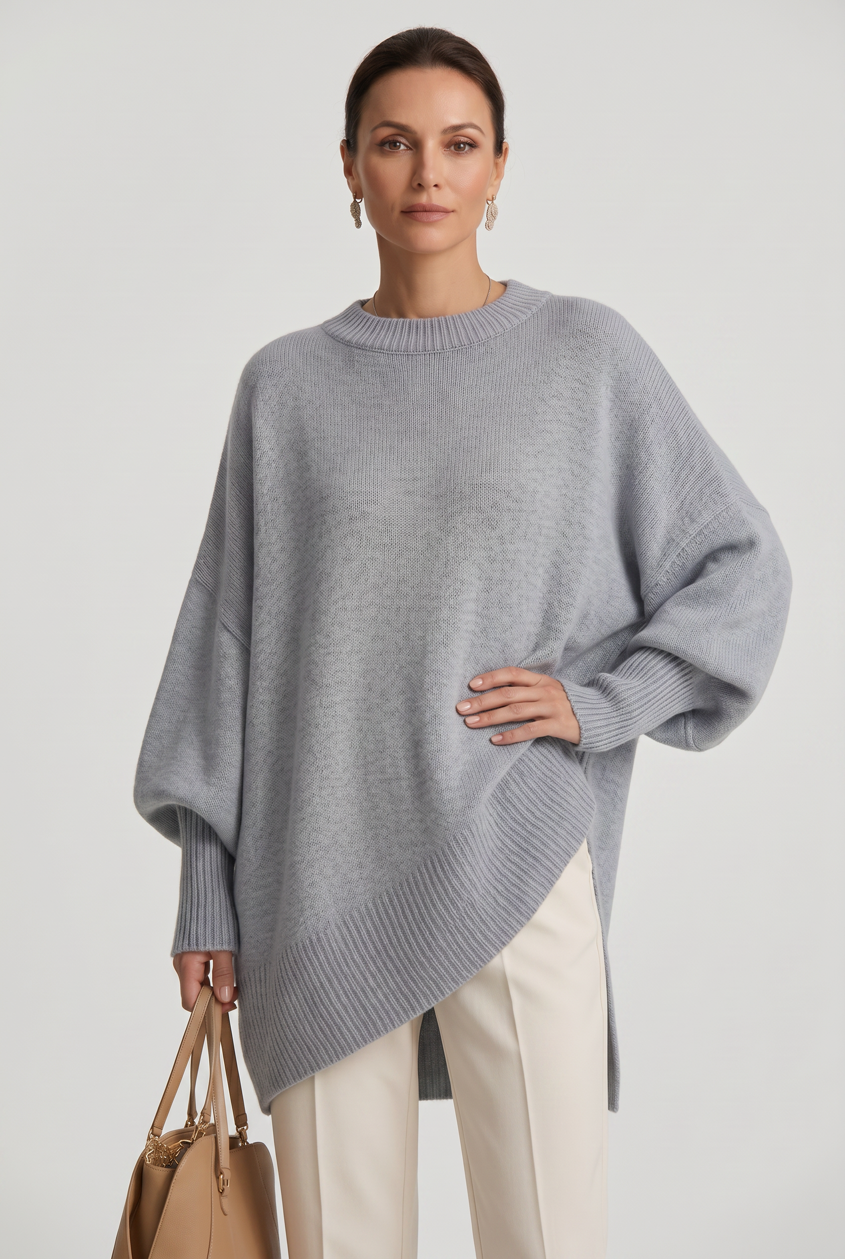 Women's Oversized Knitted Jumper | Crew Neck - 7