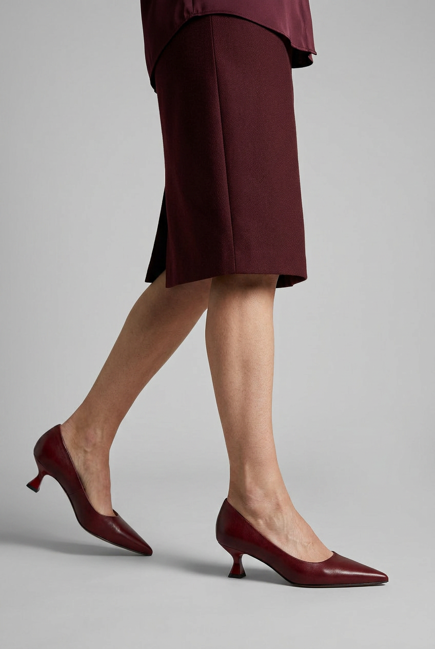 Women's Pointed Toe Kitten Heel Pumps | Stylish - 2