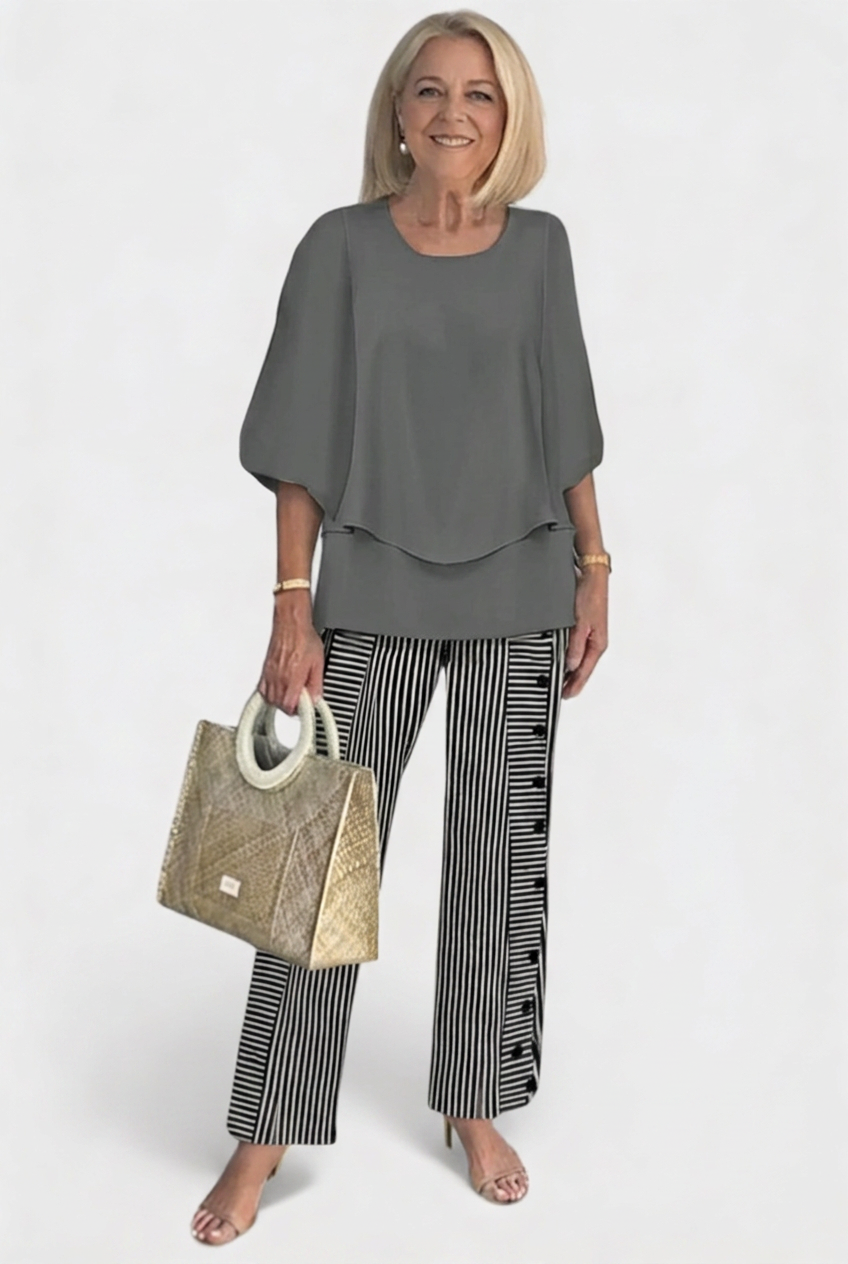 Women’s Printed Co Ord Set | Layered Top - 11