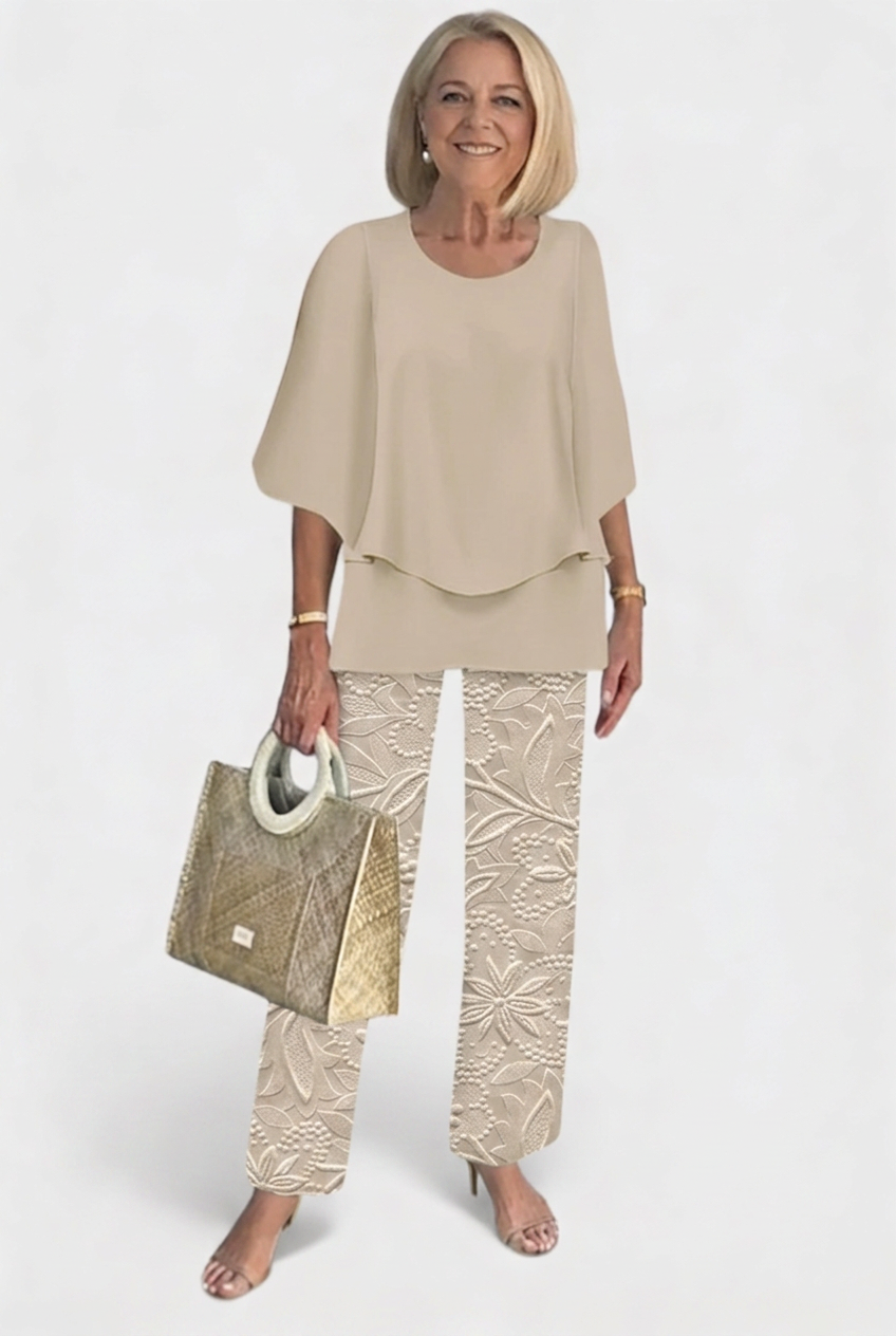 Women’s Printed Co Ord Set | Layered Top - 13