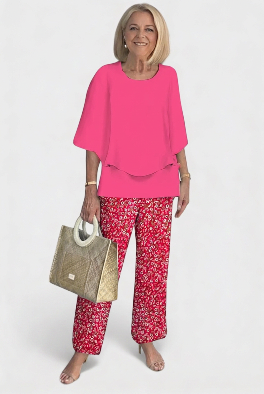 Women’s Printed Co Ord Set | Layered Top - 15