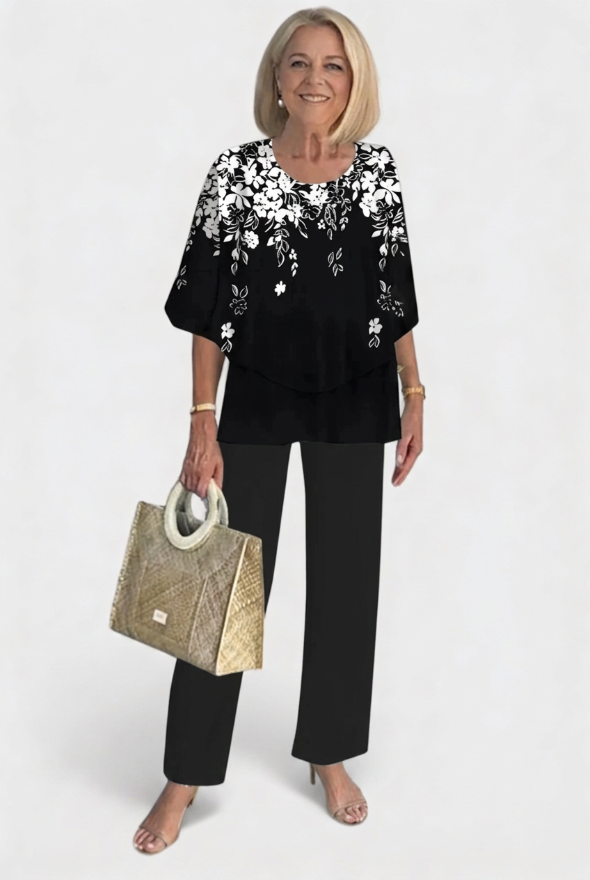 Women’s Printed Co Ord Set | Layered Top - 16