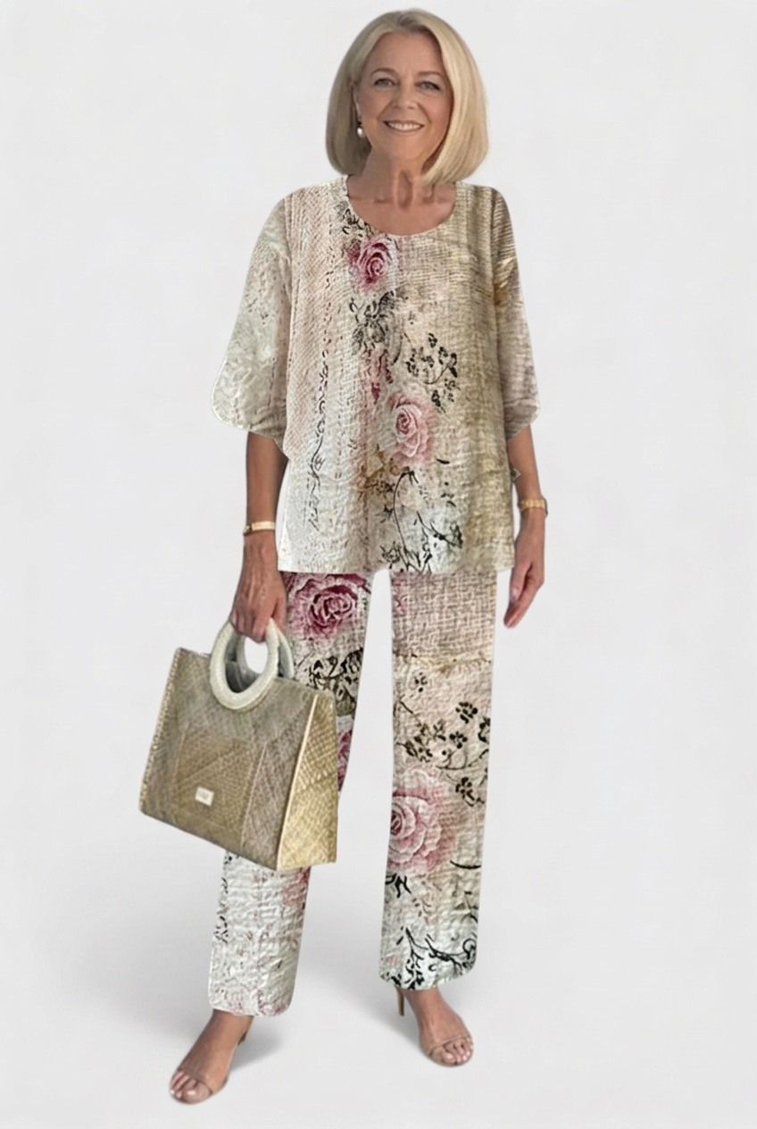 Women’s Printed Co Ord Set | Layered Top - 17
