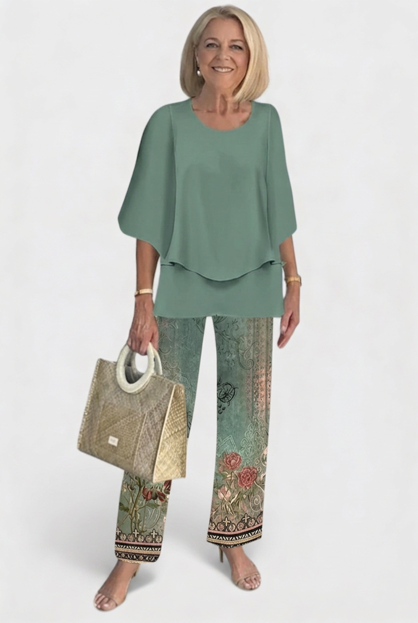 Women’s Printed Co Ord Set | Layered Top - 8