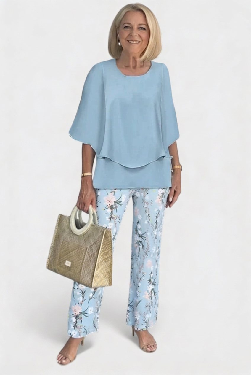 Women’s Printed Co Ord Set | Layered Top - 9