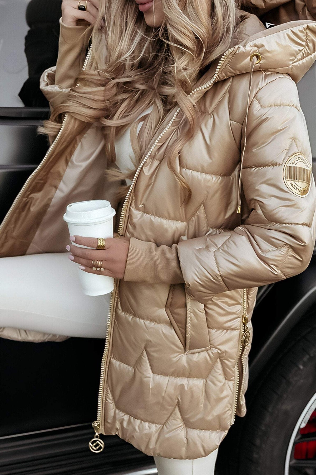 Women's Puffer Coat | Hooded Longline - 11