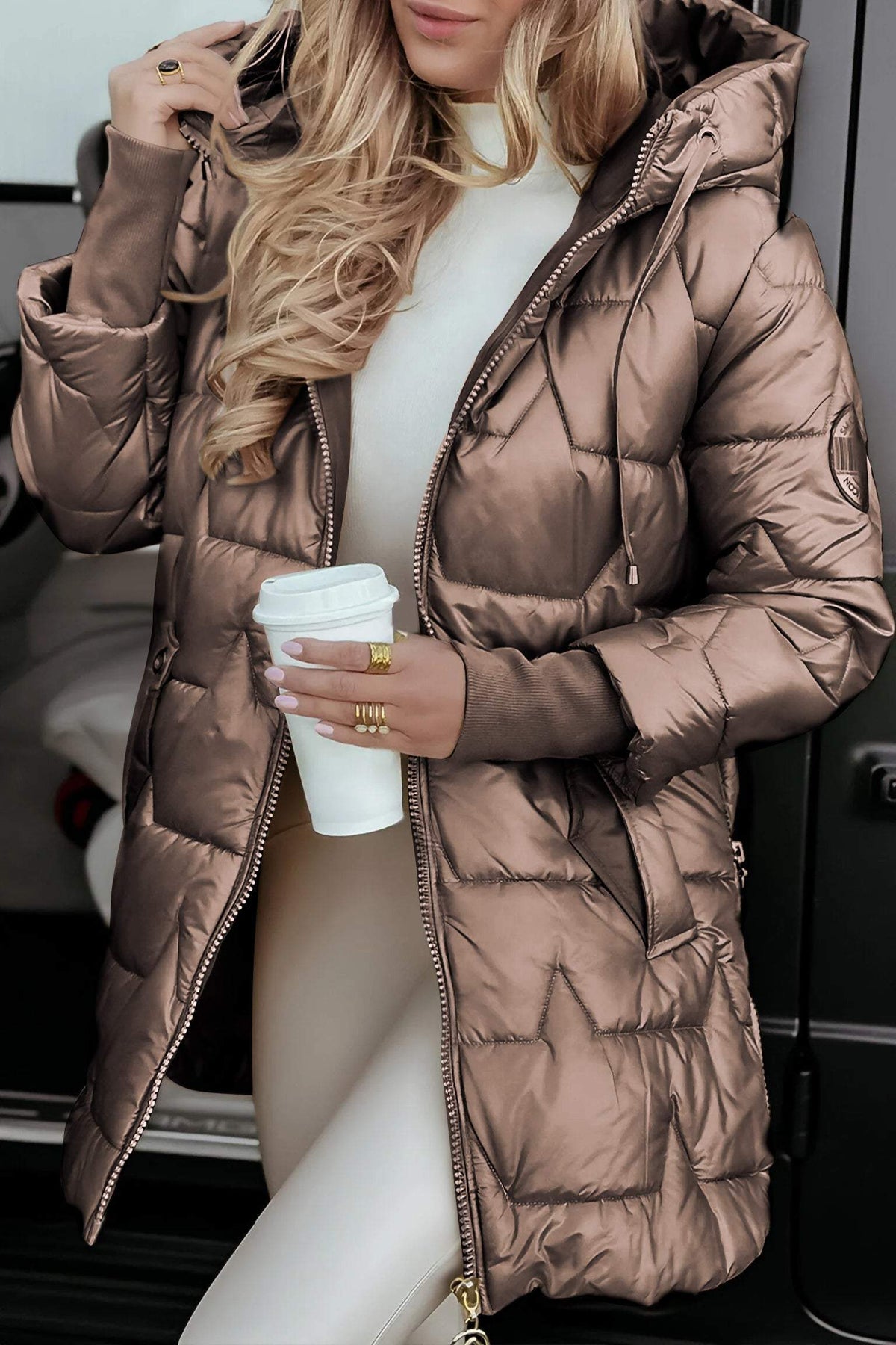 Women's Puffer Coat | Hooded Longline - 22
