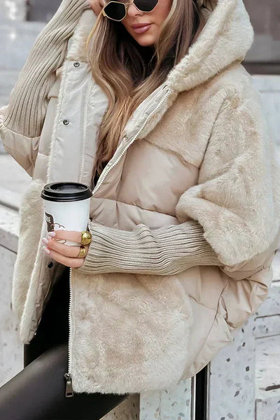 Women's Puffer Jacket | Faux Fur Hooded - 1