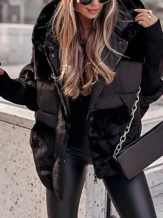 Women's Puffer Jacket | Faux Fur Hooded - 6