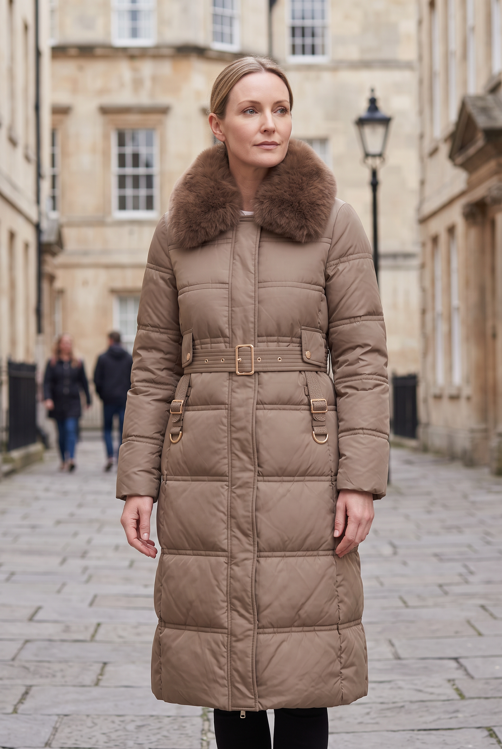 Women's Puffer Jacket | Hooded Contrast Collar - 3