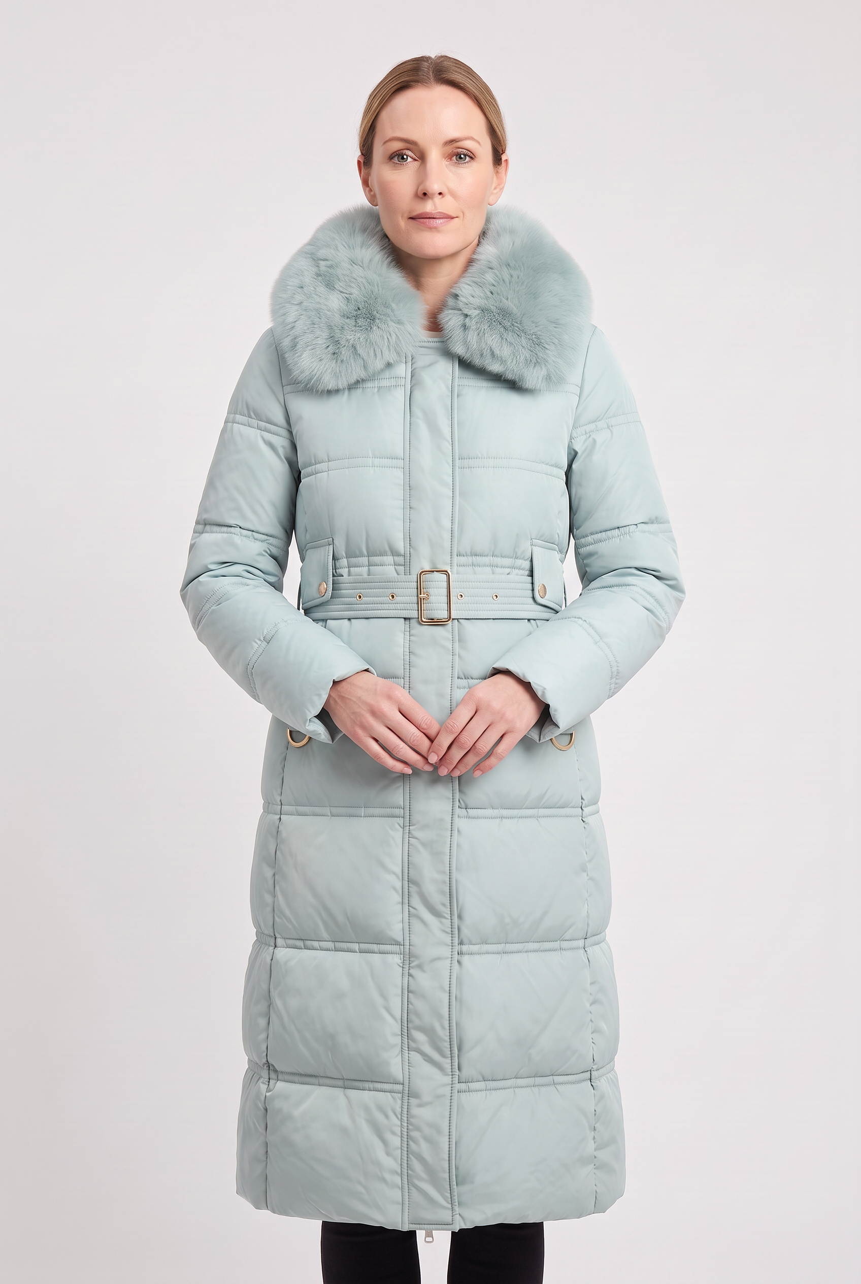 Women's Puffer Jacket | Hooded Contrast Collar - 6