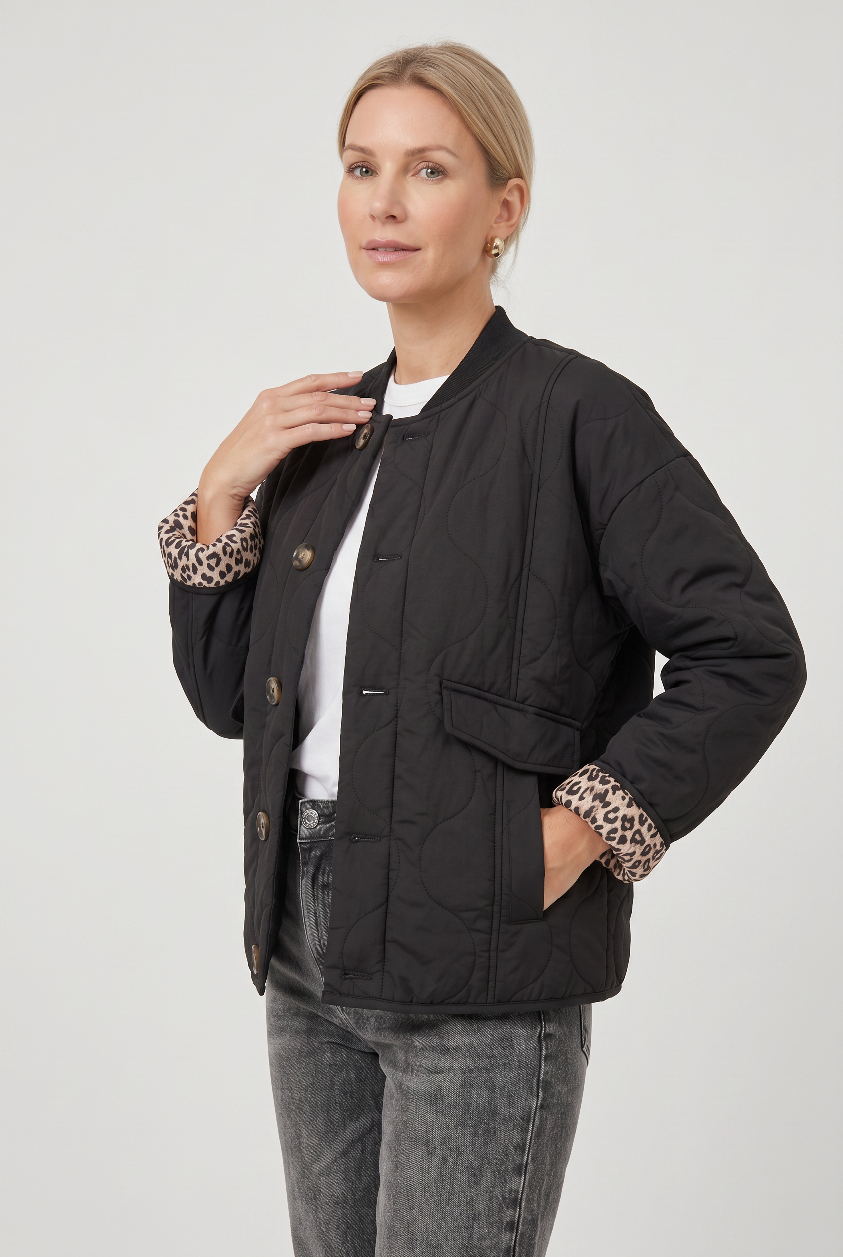 Women's Quilted Coat | Button Down-5