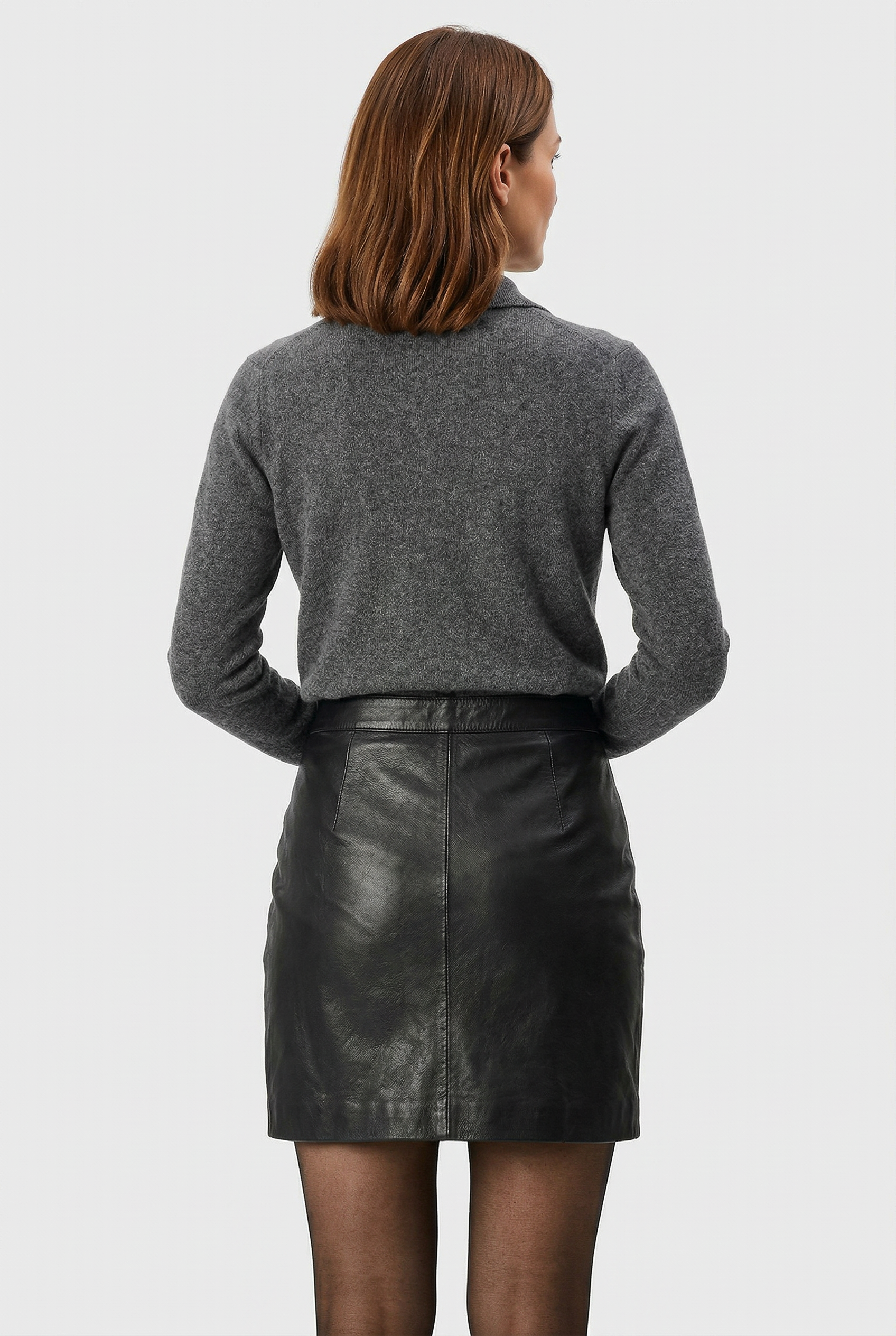 Women’s Skirt | Black Leather Look With Buttons - 4