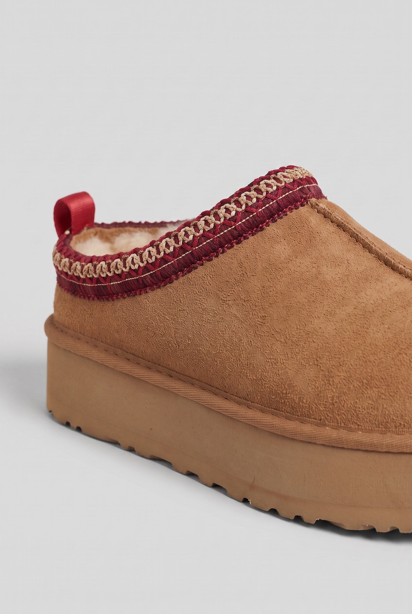 Women's Slippers | Platform Braid Trim - Brown detail