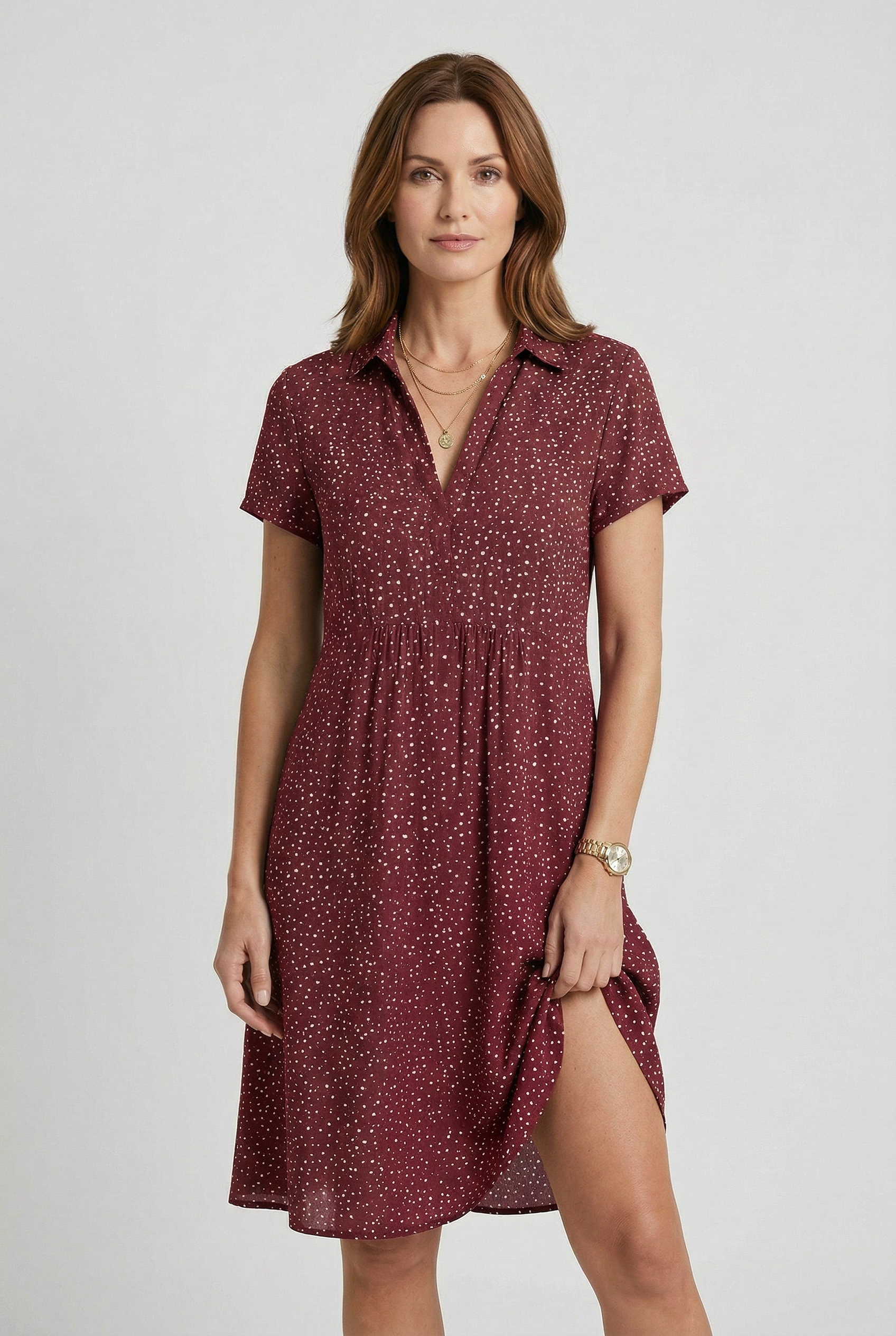 Women’s Summer Dress | Collared Split Neck Midi - 5