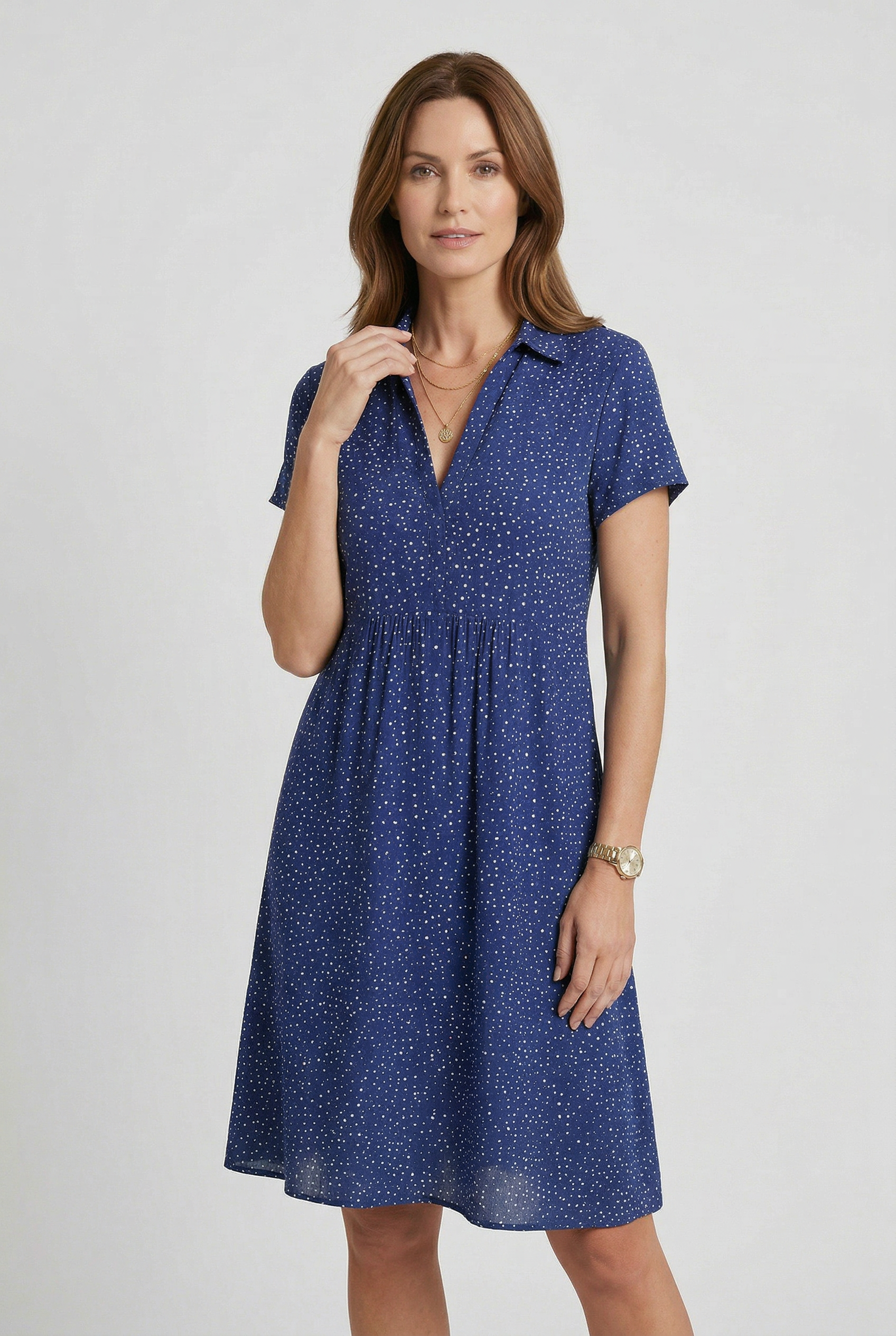 Women’s Summer Dress | Collared Split Neck Midi - 6