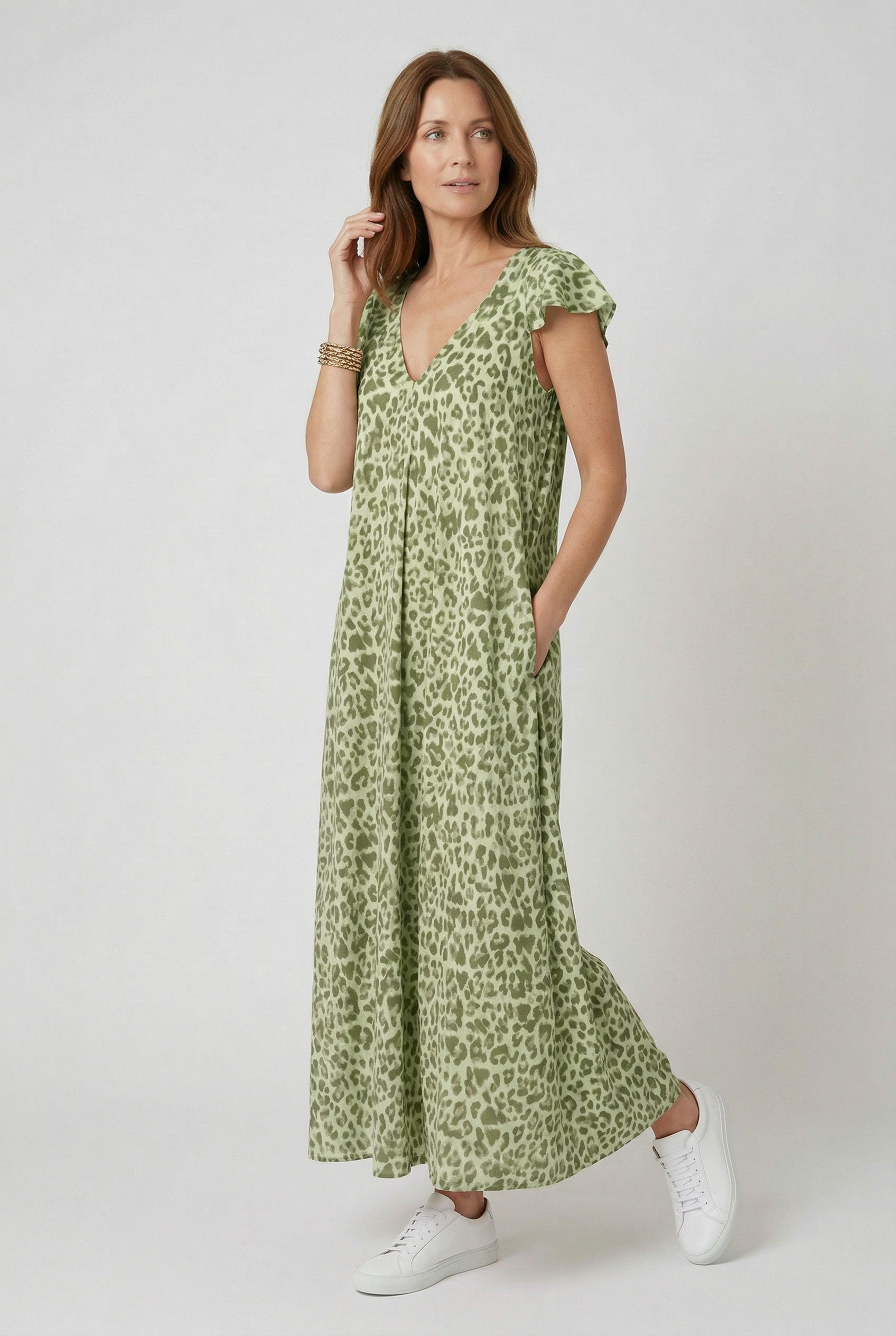Women’s Summer Dress | Leopard Maxi with Pockets - 8