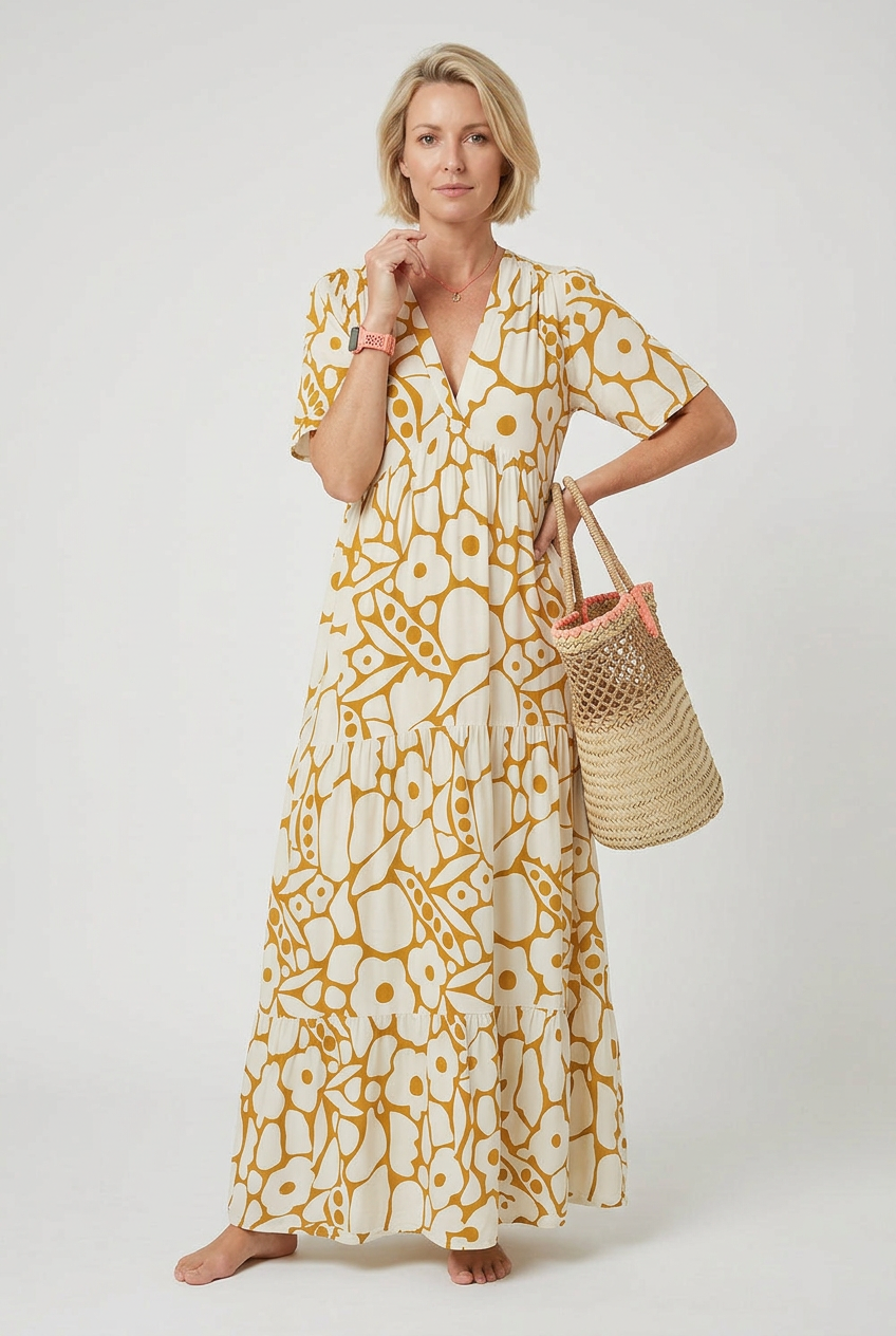 Women’s Summer Dress | Midi Length with V-neck - 5