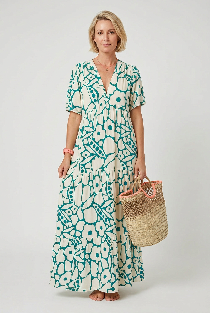 Women’s Summer Dress | Midi Length with V-neck - 8