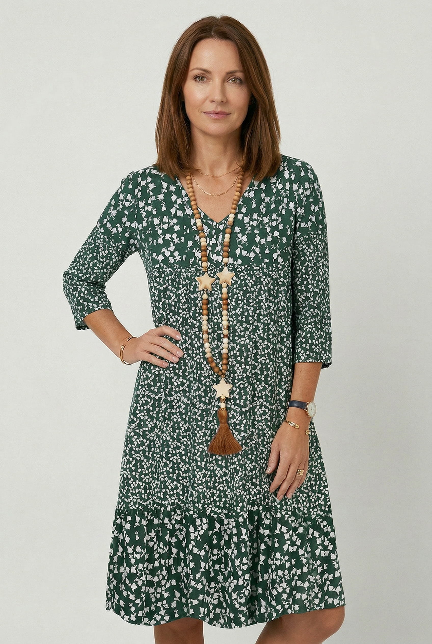 Women’s Summer Dresses | V Neck Midi with Print - 7