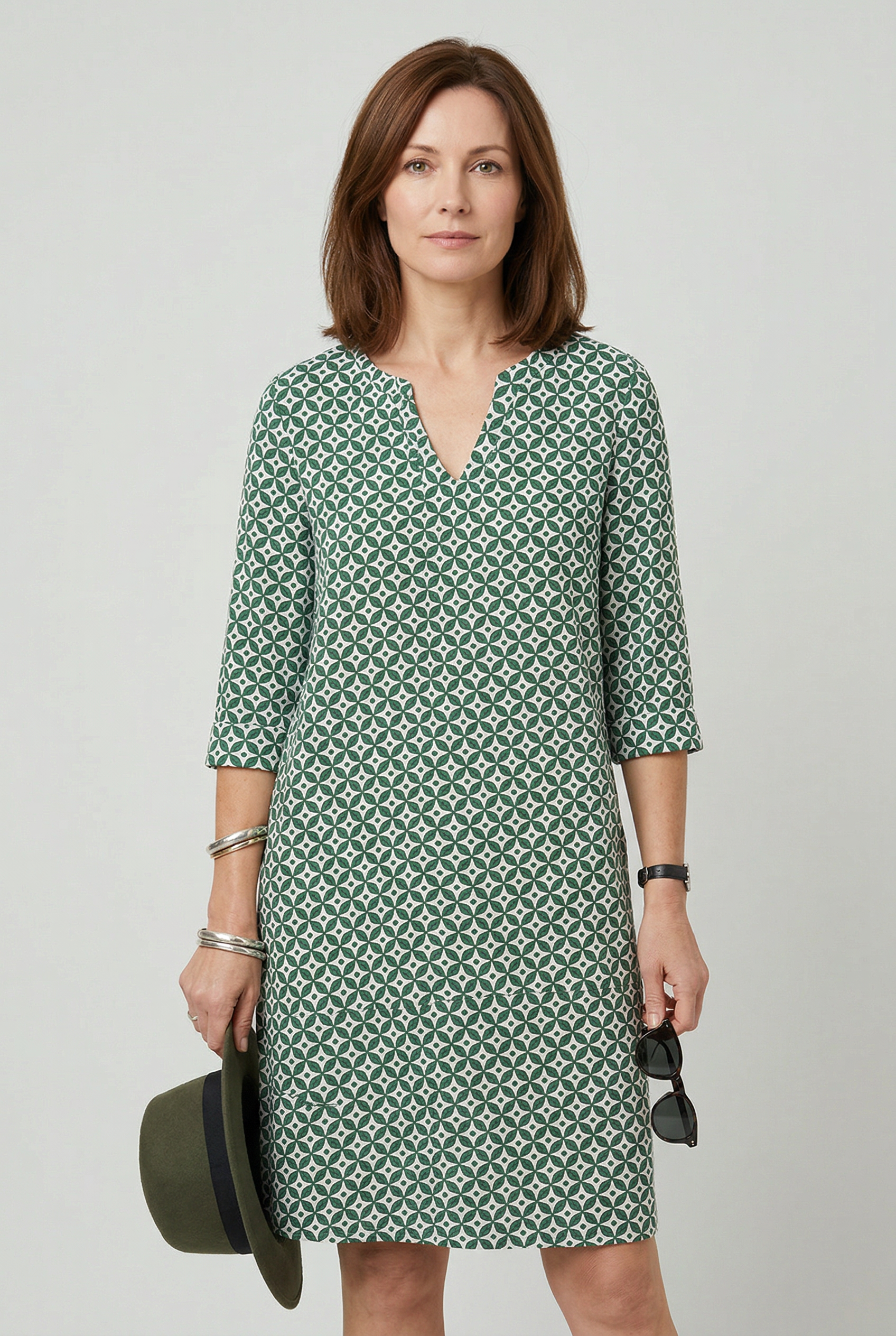 Women’s Summer Dresses | Vintage Print Split Neck - 1