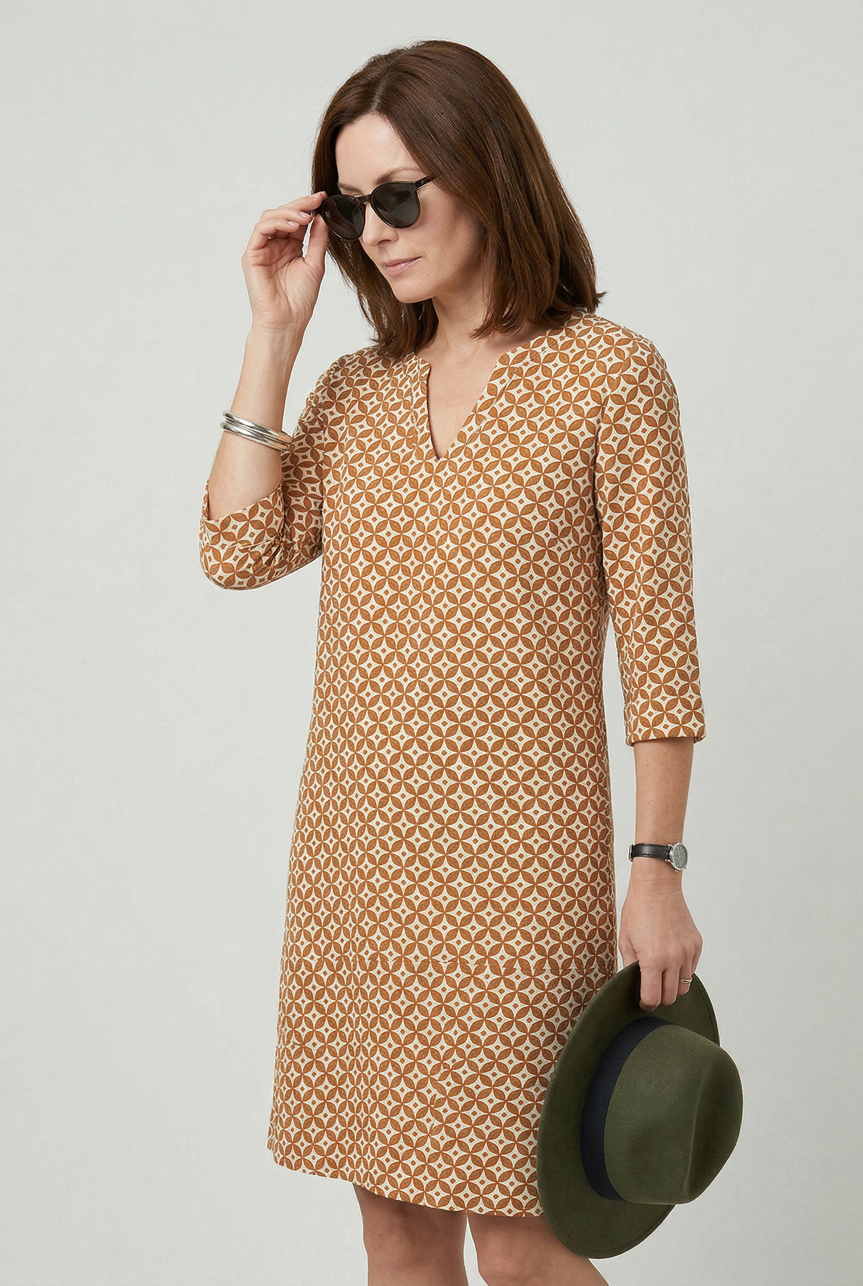 Women’s Summer Dresses | Vintage Print Split Neck - 7