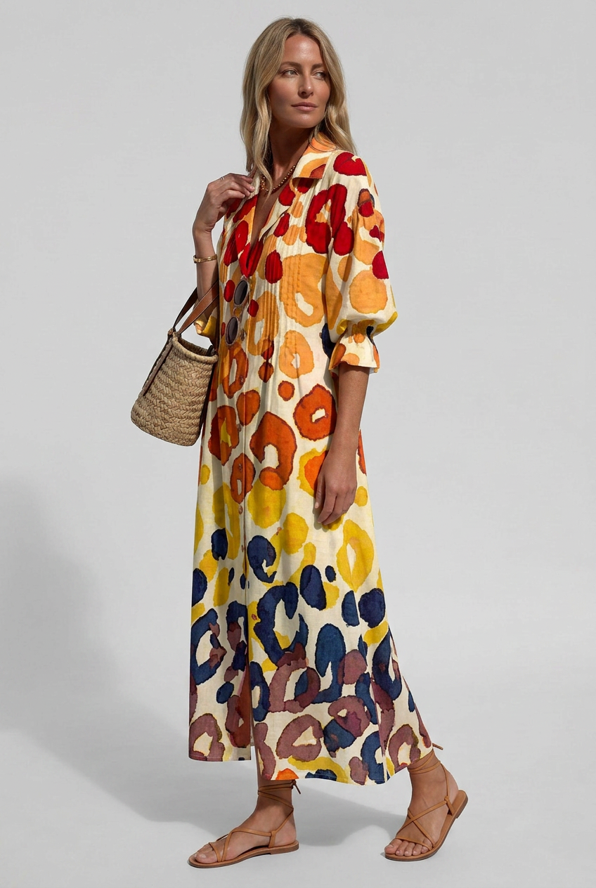 Women’s Summer Printed Shirt Dress | Maxi - 6