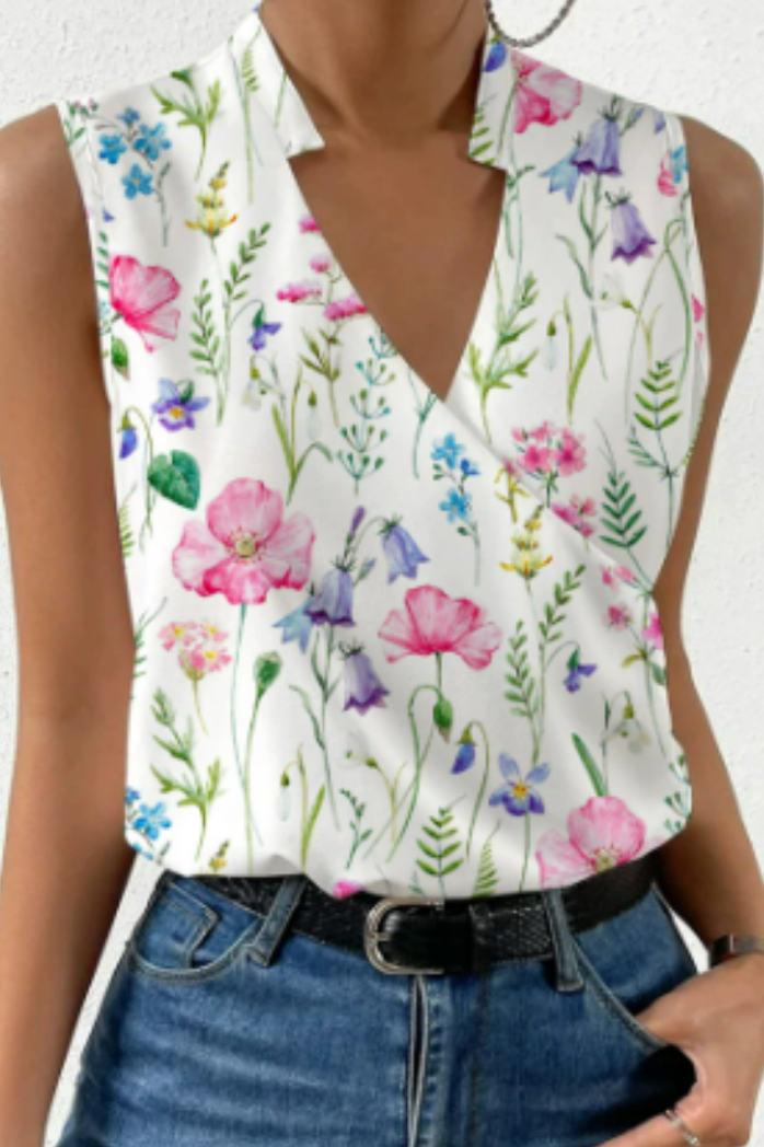 Women’s Summer Top | Sleeveless Wrap V Neck - 9