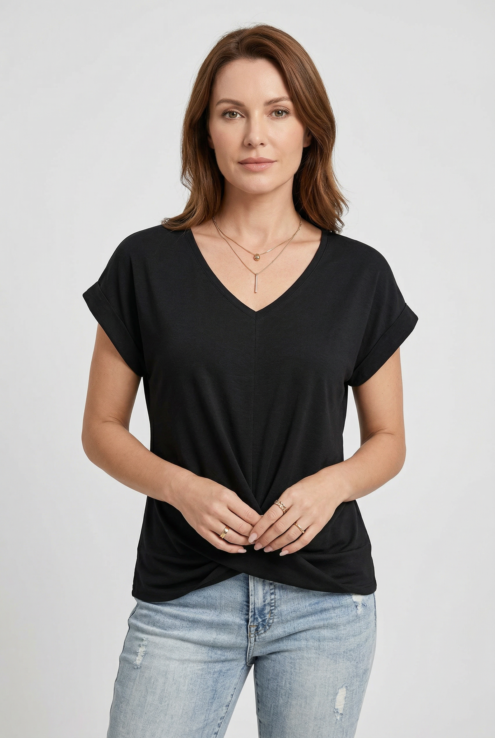Women’s Summer Top | V Neck Twist Front - 1